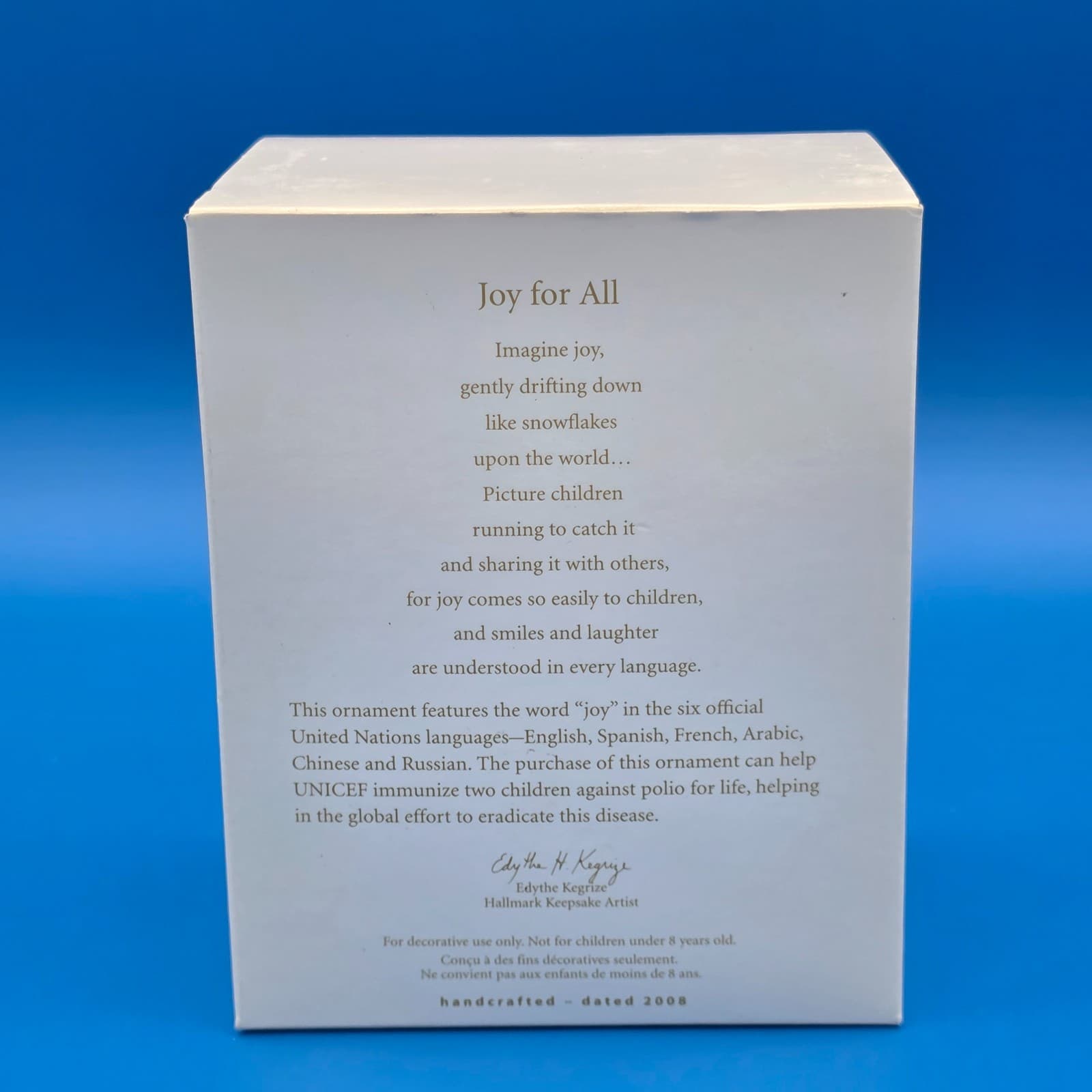 Hallmark Joy for All UNICEF 2008 Keepsake CHRISTMAS Ornament - Thumbnail 4