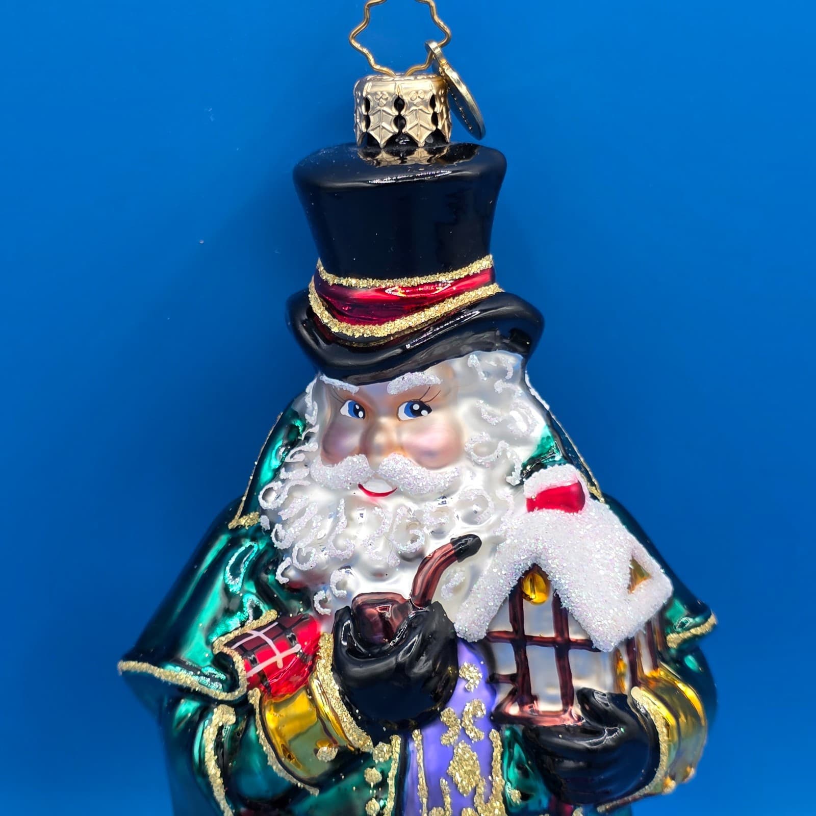 Christopher Radko Quite The Dickens Santa Claus Glitter Glass Ornament 7.5” - Thumbnail 9
