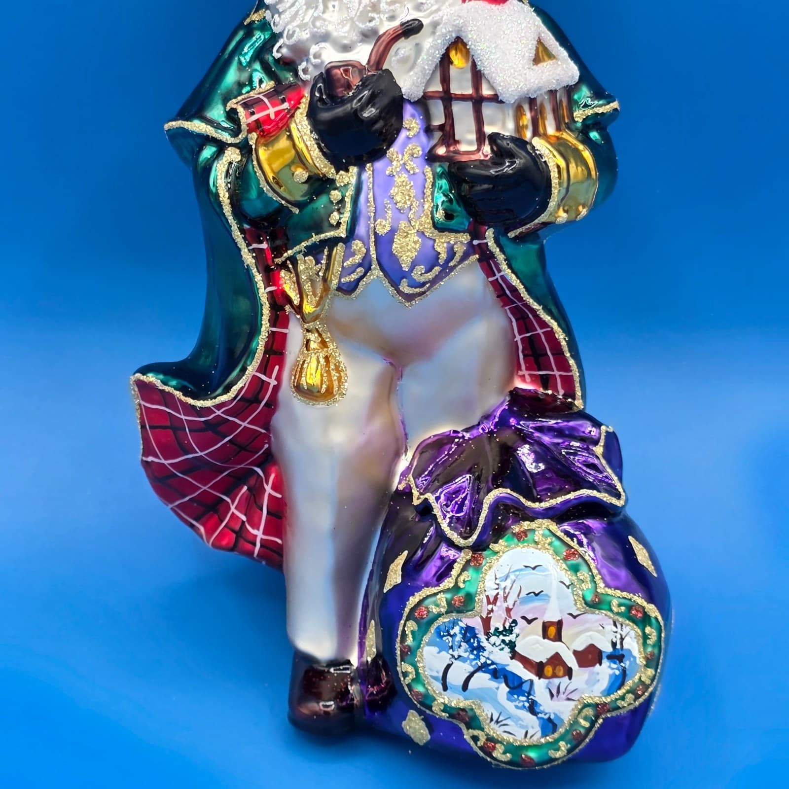 Christopher Radko Quite The Dickens Santa Claus Glitter Glass Ornament 7.5” - Thumbnail 8
