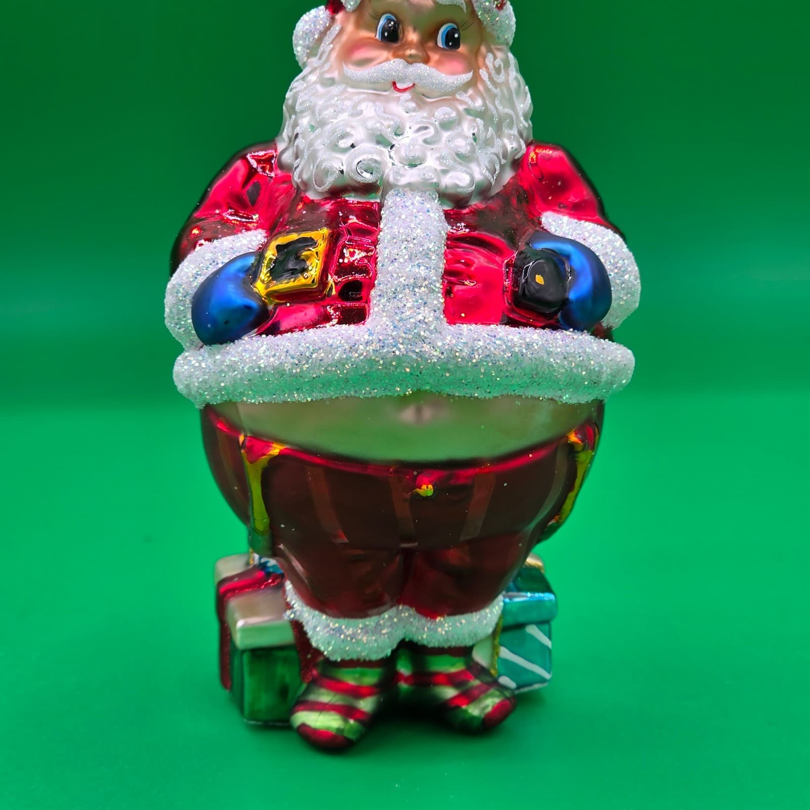 Radko Christmas Glitter Ornament 5.5" Jolly Santa With Presents - Thumbnail 3