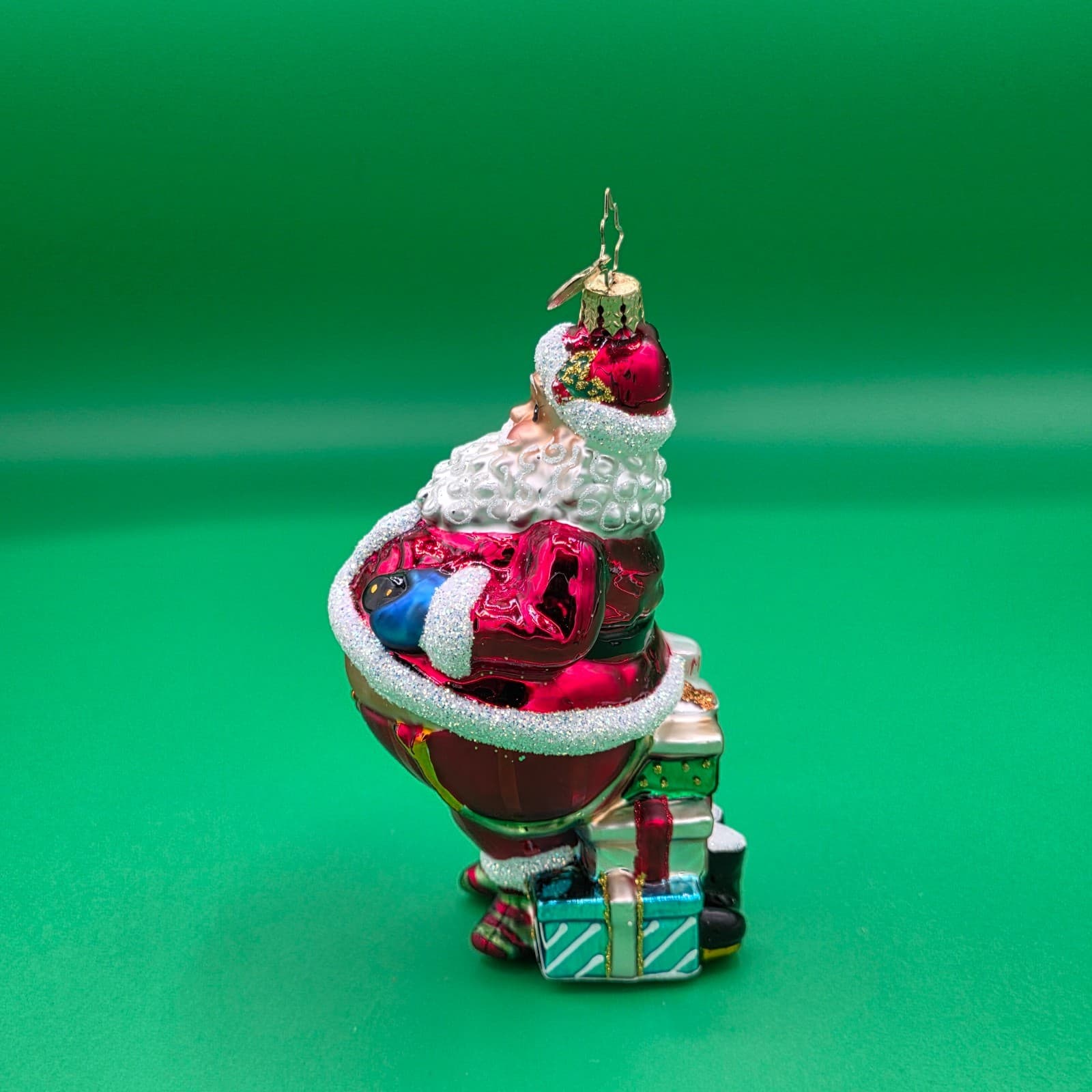 Radko Christmas Glitter Ornament 5.5" Jolly Santa With Presents - Thumbnail 7