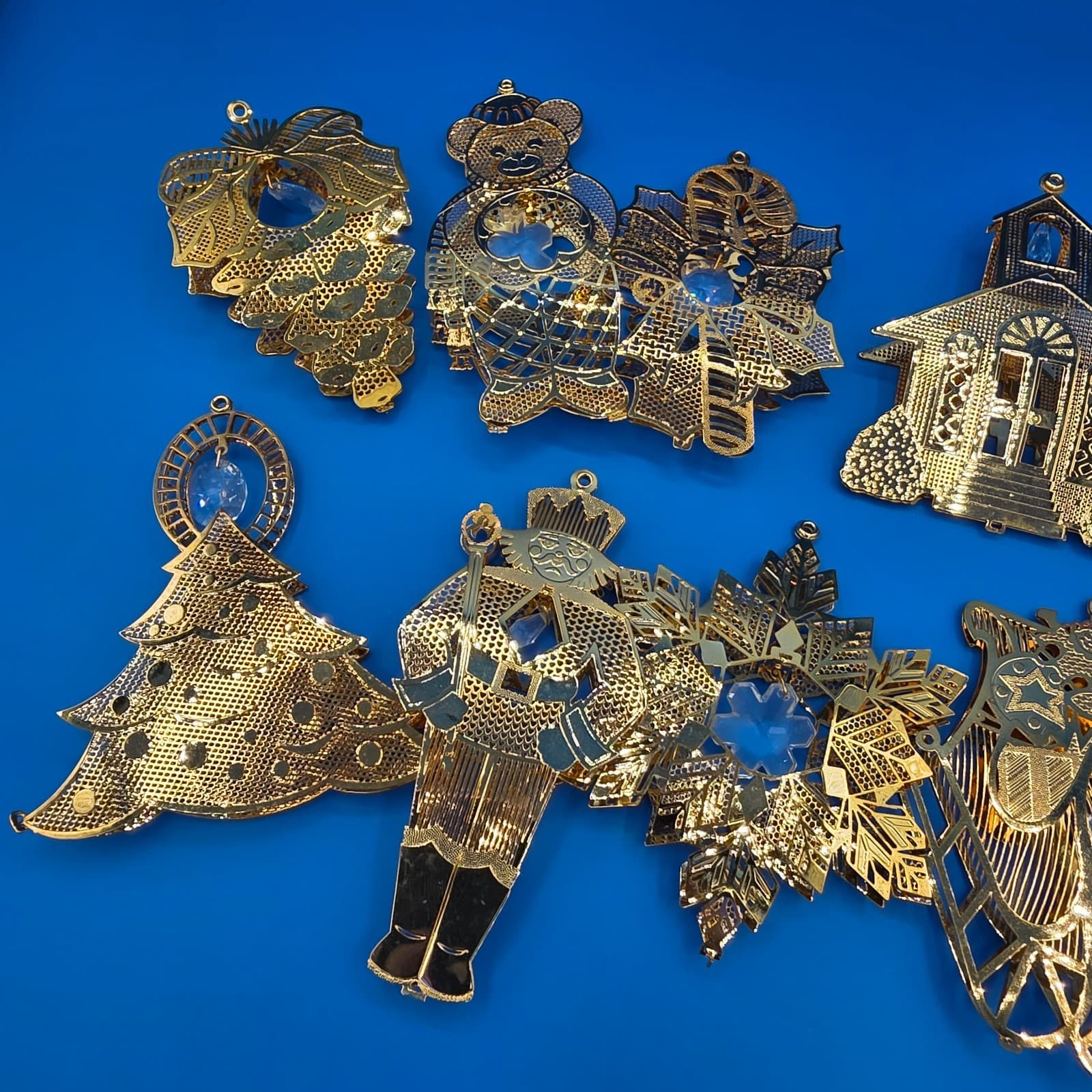 Gold and Crystal Christmas Ornament Collection Danbury Mint 26 pcs with box - Thumbnail 5