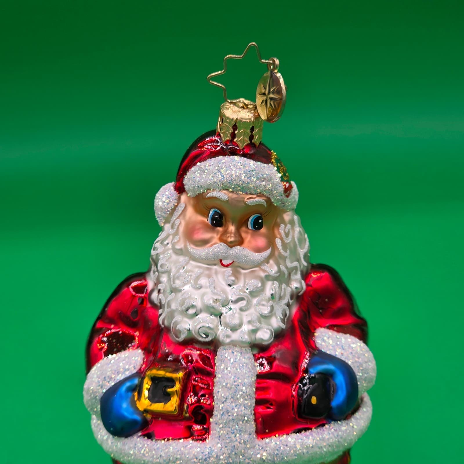 Radko Christmas Glitter Ornament 5.5" Jolly Santa With Presents - Thumbnail 2