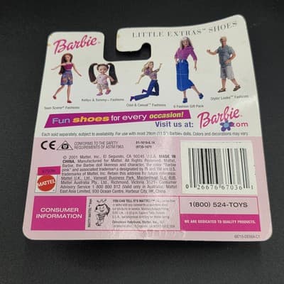 2001 BARBIE LITTLE EXTRAS 6 PAIR OF SHOES - 68715 - ORIGINAL BOX UNOPENED - #3 - Thumbnail 4