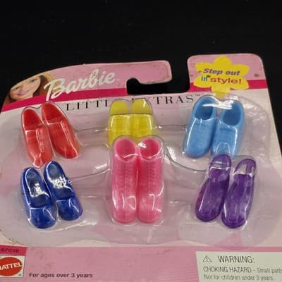 2001 BARBIE LITTLE EXTRAS 6 PAIR OF SHOES - 68715 - ORIGINAL BOX UNOPENED - #3 - Thumbnail 2