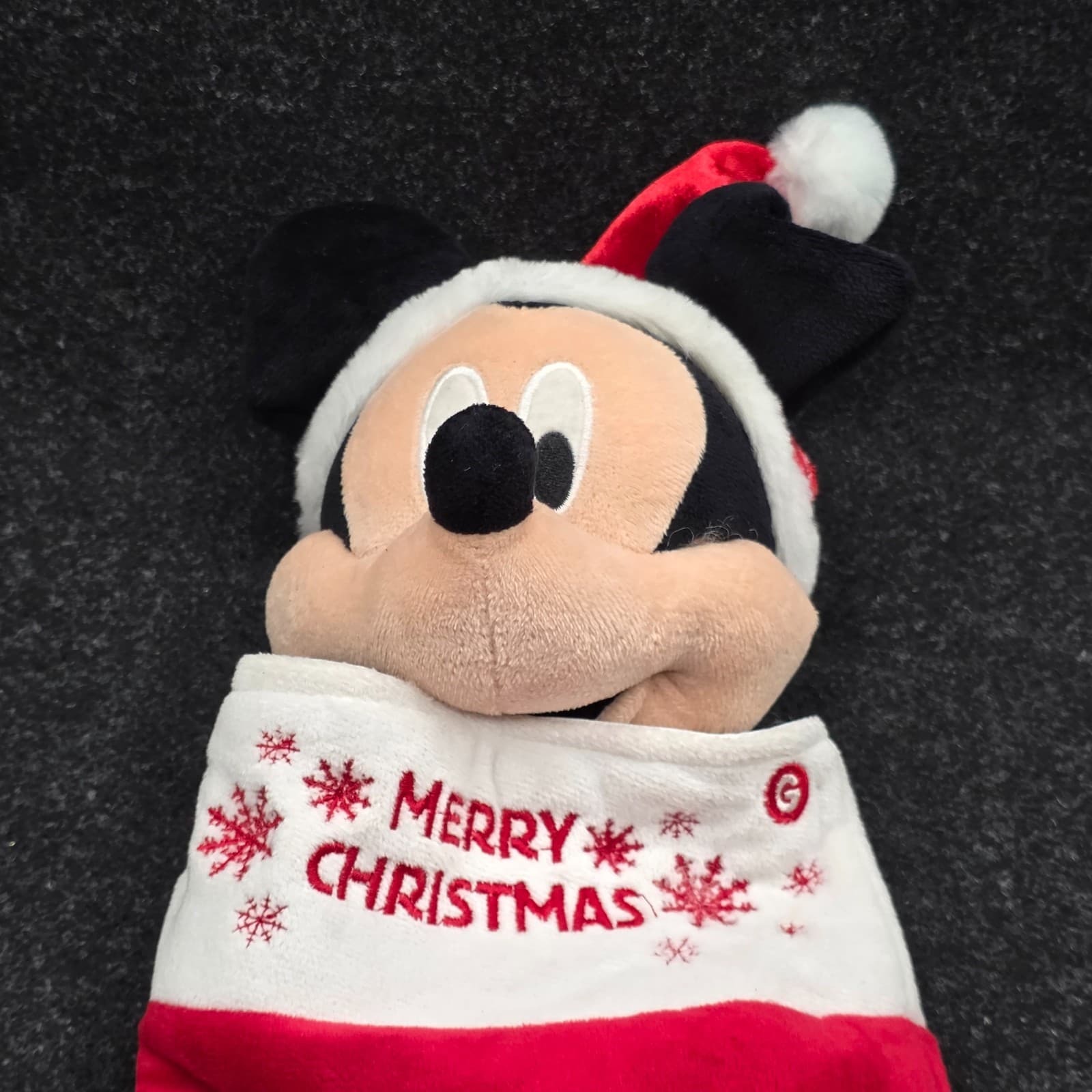 Gemmy Musical Animated Mickey Mouse 19 " Christmas Stocking 3D Plush Head Works - Thumbnail 2
