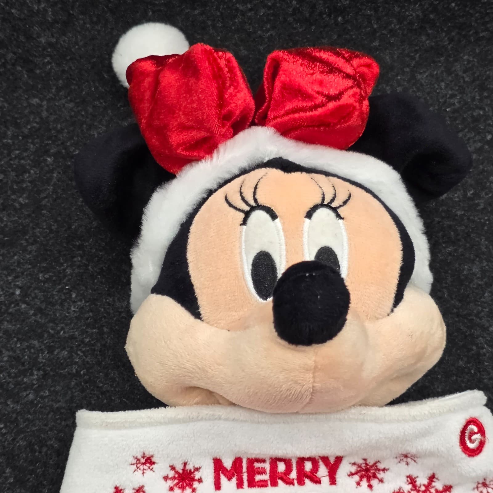 Gemmy Red Minnie Mouse Animated Musical Singing Christmas Stocking Ears Move 20" - Thumbnail 3