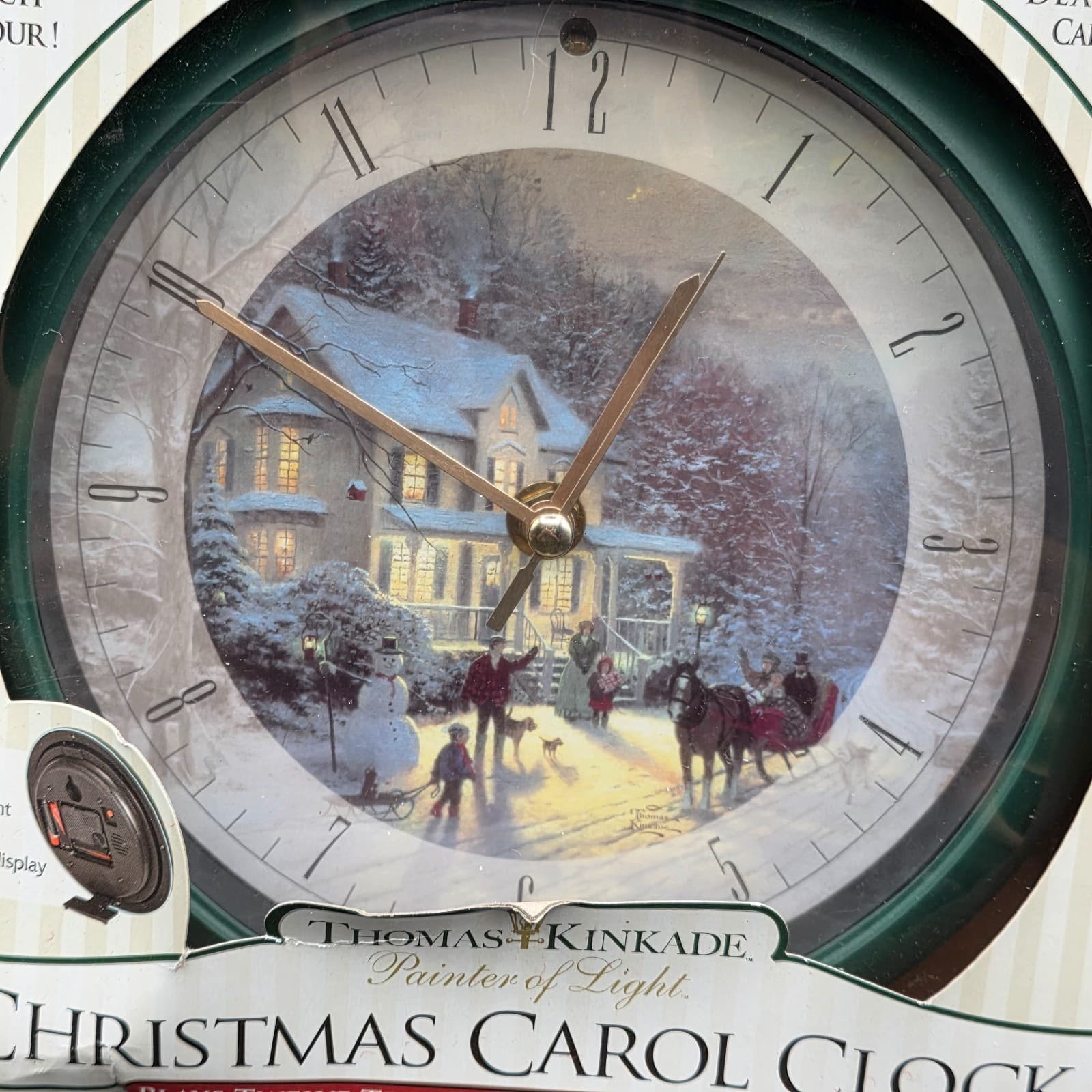 Thomas Kinkade Painter of Light Christmas Carol Clock, Plays 12 Carols, Green - Thumbnail 3