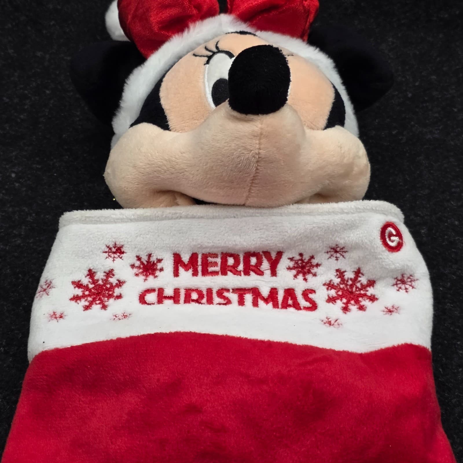 Gemmy Red Minnie Mouse Animated Musical Singing Christmas Stocking Ears Move 20" - Thumbnail 5