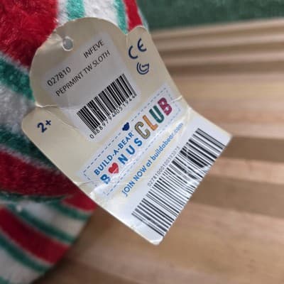NWT Build A Bear Peppermint Twist Christmas Sloth Plush 18" Soft Eyes 2019 - Thumbnail 6