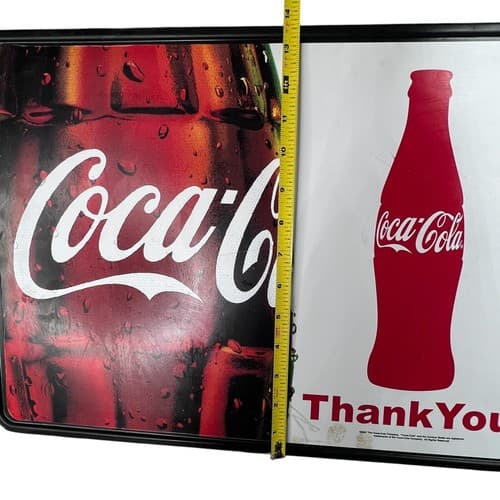 2007 COCA-COLA OPEN LIGHT WEIGHT HANGING LIGHT SIGN PLASTIC Y2K 19"x13.5" - Thumbnail 7