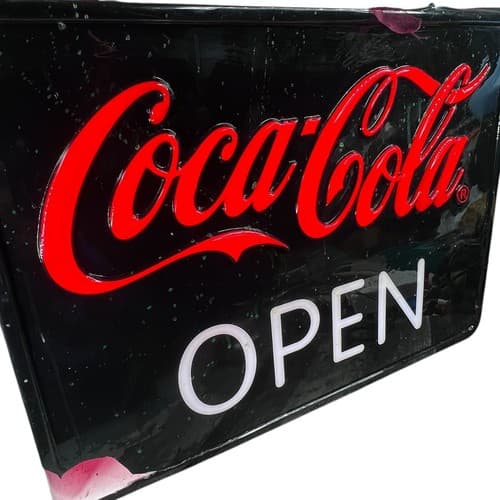 2007 COCA-COLA OPEN LIGHT WEIGHT HANGING LIGHT SIGN PLASTIC Y2K 19"x13.5" - Thumbnail 9
