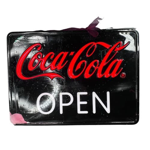 2007 COCA-COLA OPEN LIGHT WEIGHT HANGING LIGHT SIGN PLASTIC Y2K 19"x13.5" - Thumbnail 5