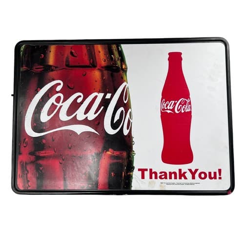 2007 COCA-COLA OPEN LIGHT WEIGHT HANGING LIGHT SIGN PLASTIC Y2K 19"x13.5" - Thumbnail 3