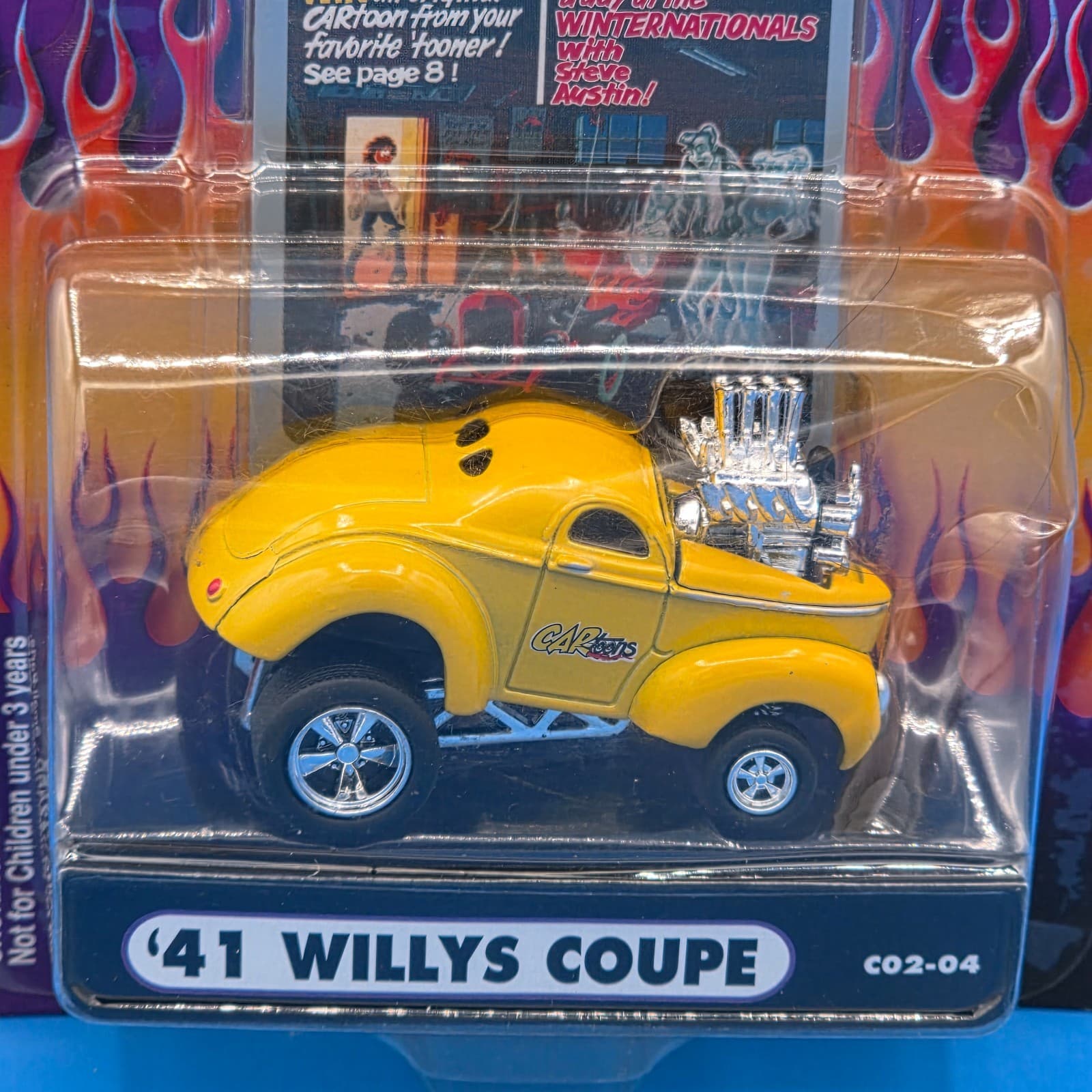 * 1:64 DieCast New Muscle Machines CARtoons Yellow Jeep ‘41 Willys Coupe #C02-04 - Thumbnail 3