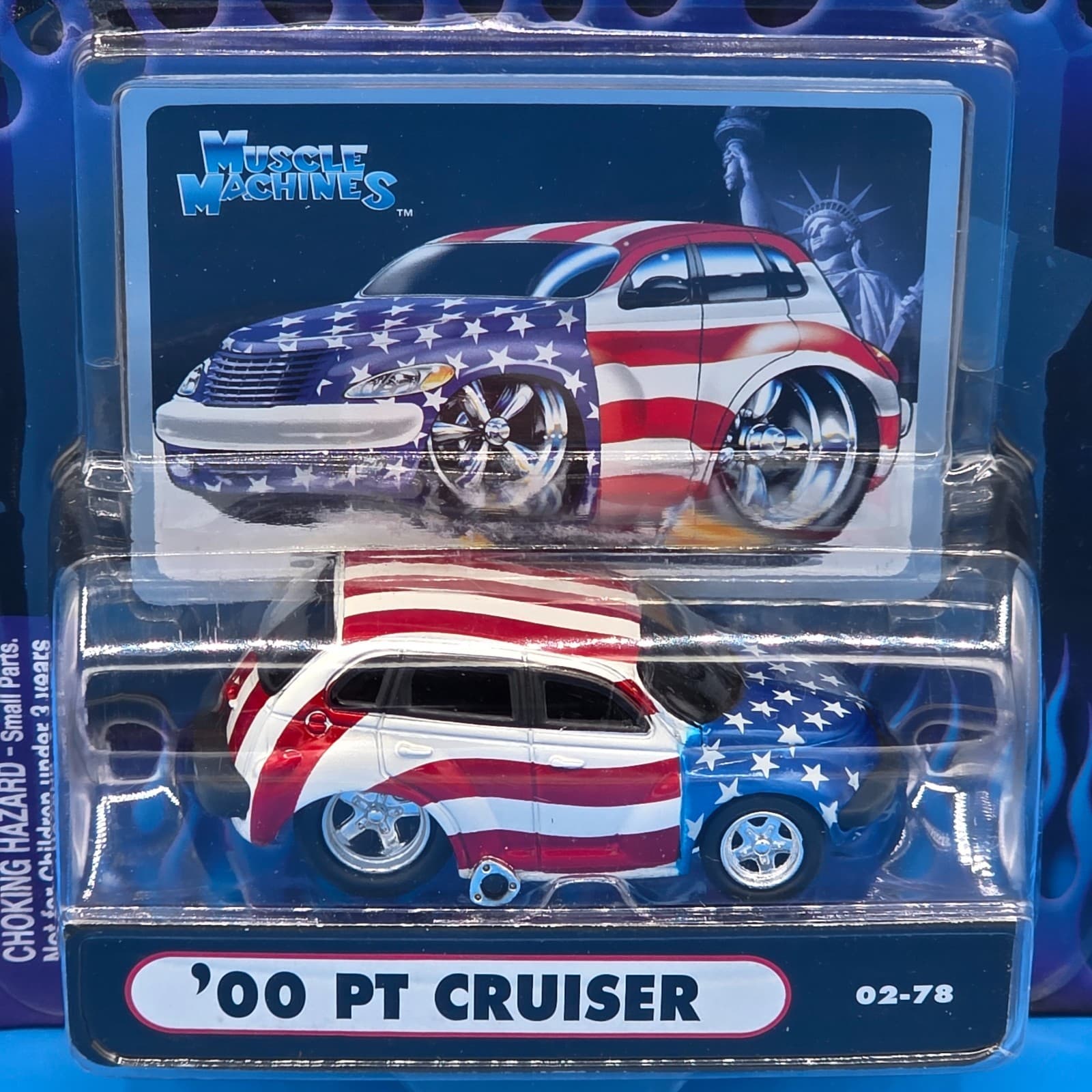 Muscle Machines Stars & Stripes Patriotic 2000 Chrysler PT Cruiser 02-78 1:64 - Thumbnail 2