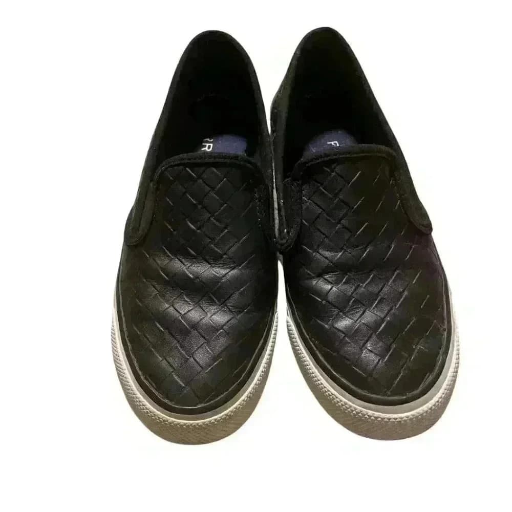 Black Seaside Emboss Weave Slip On Leather Sneakers || Sperry || Size US 6.5 - Thumbnail 4