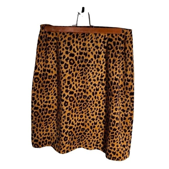 Liz Claiborne Vintage 90s Leopard Print Women's Midi Skirt || Size 12 - Thumbnail 2
