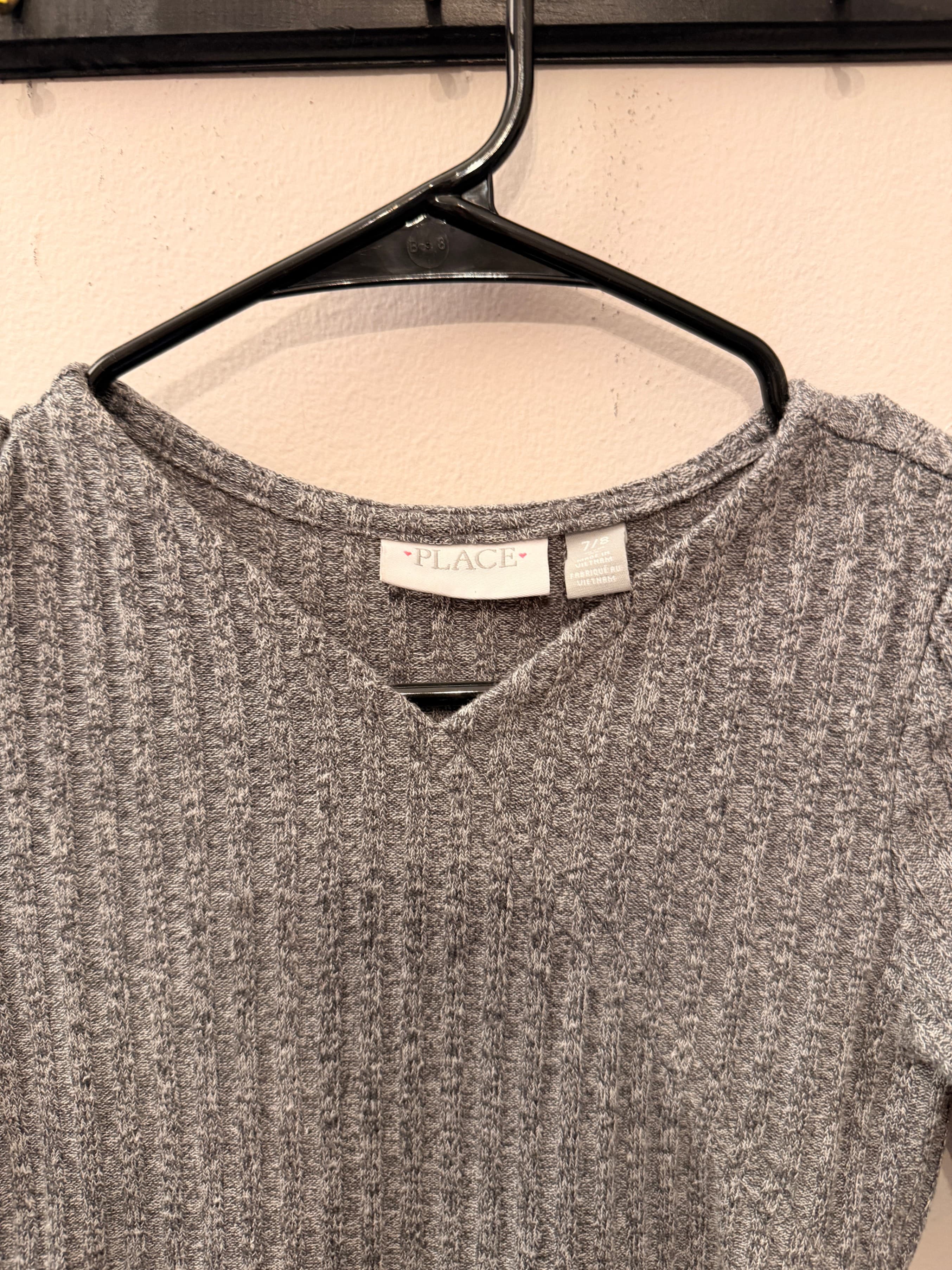 Childrens Place | Gray Girls Lightweight Sweater Knit Faux Wrap Dress | Size 7/8 - Thumbnail 4
