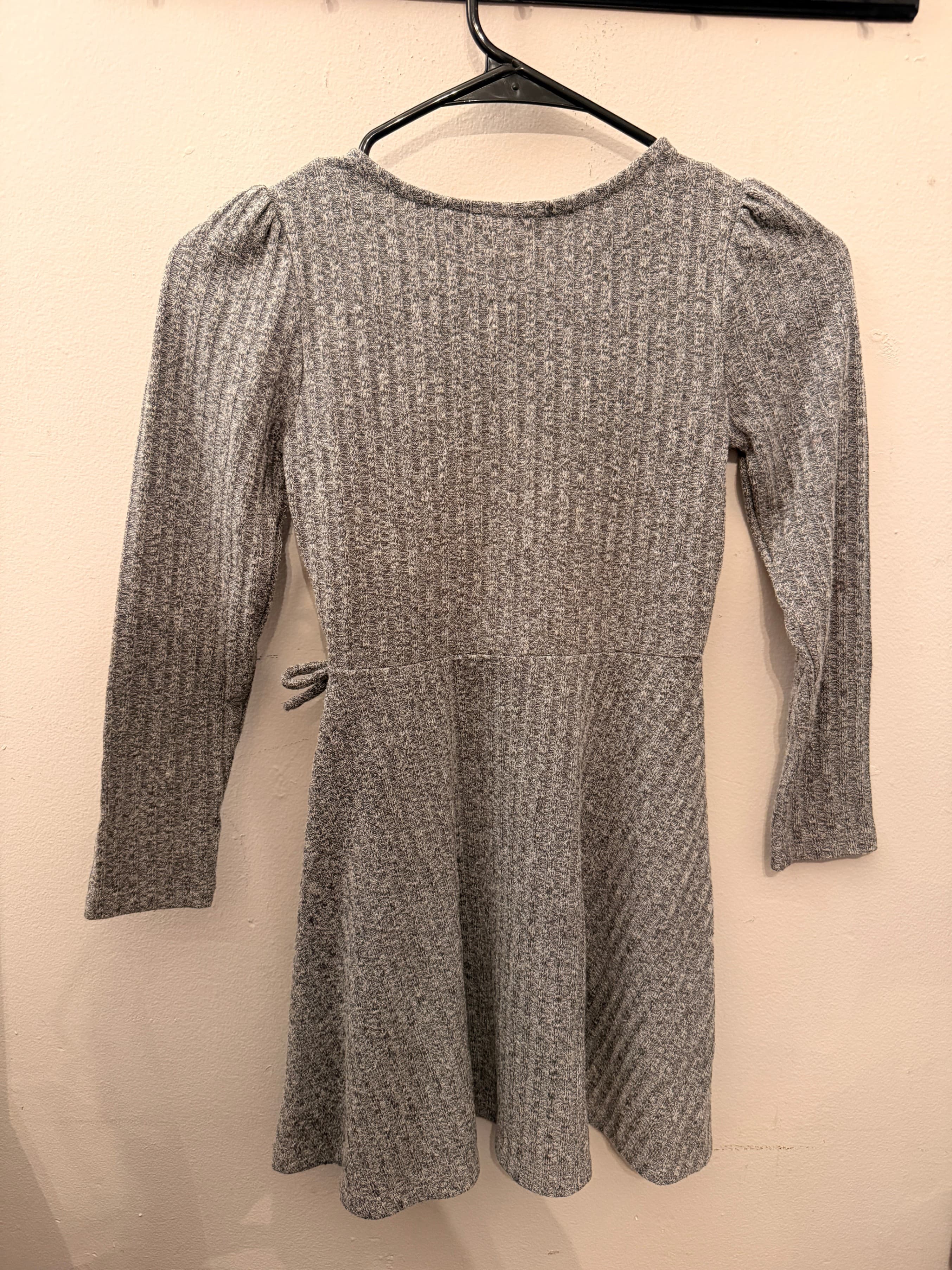 Childrens Place | Gray Girls Lightweight Sweater Knit Faux Wrap Dress | Size 7/8 - Thumbnail 3