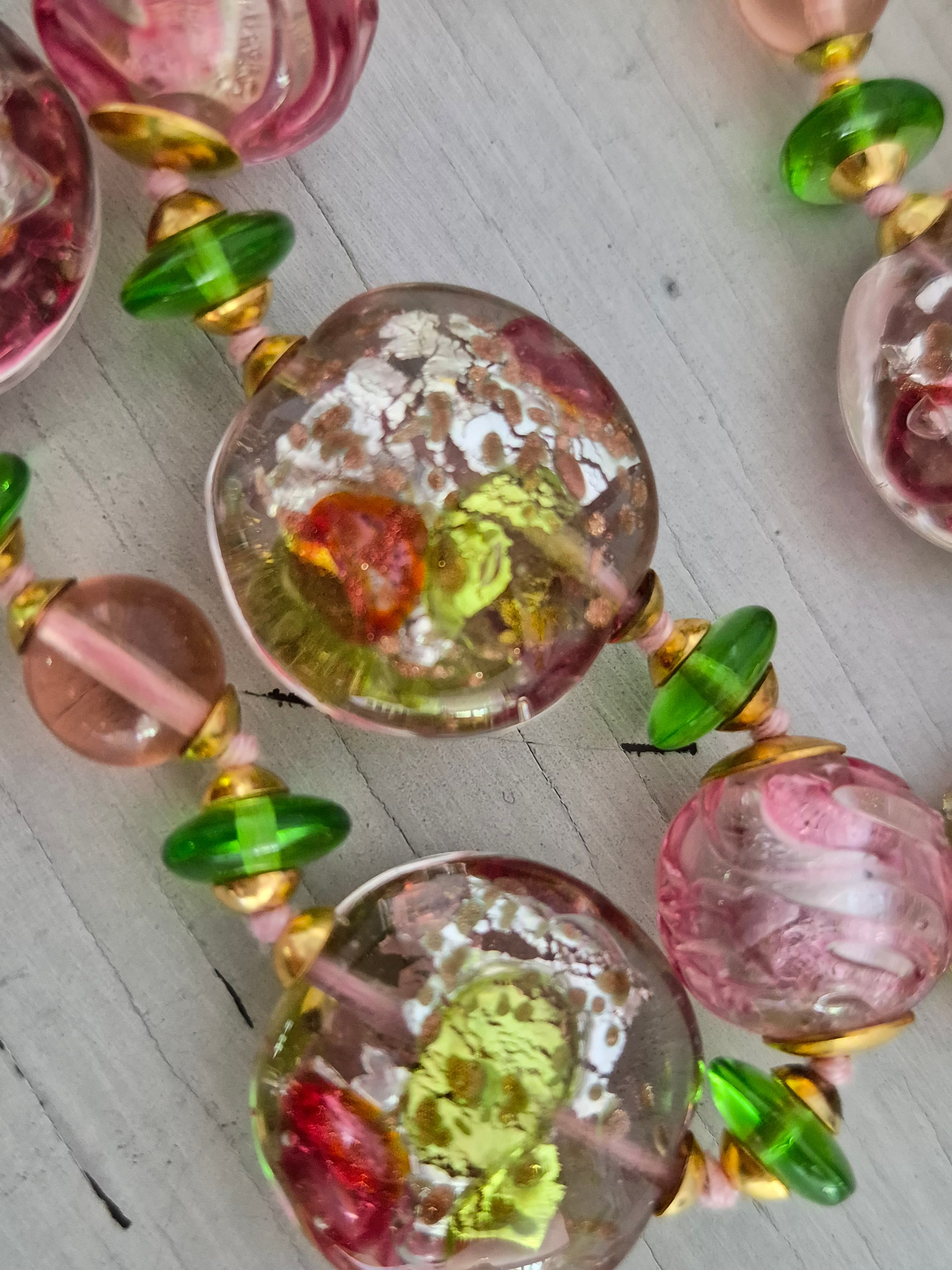 Vintage Murano Lampwork Glass Bead Necklace and Earring Set - Thumbnail 3