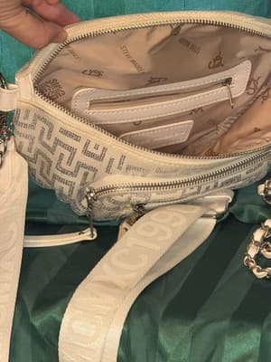 Steve Madden White Logo Pattern Crossbody Bag w/Coin Purse - Thumbnail 8