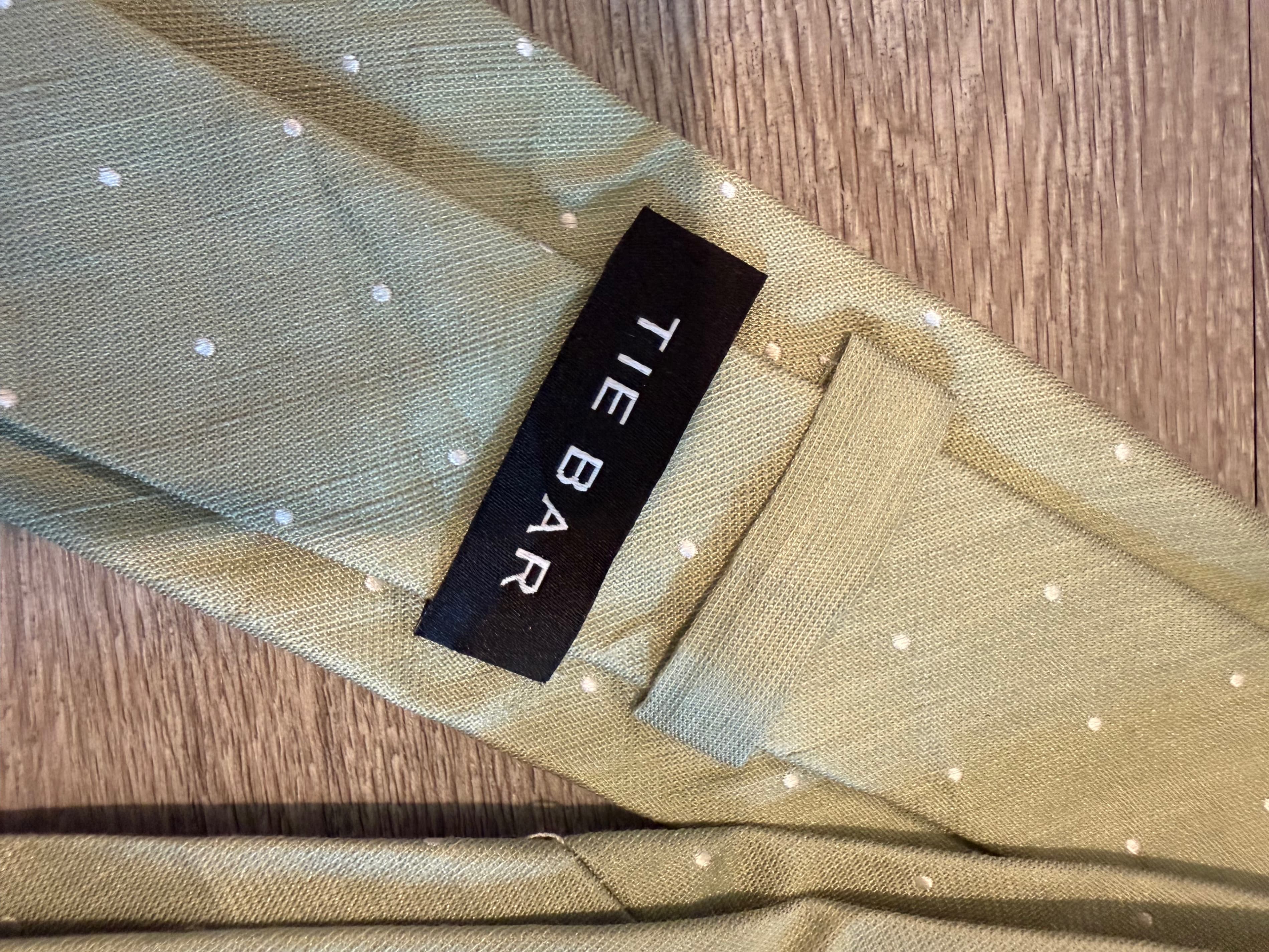 Tie Bar Green Polka Dot Necktie - Thumbnail 2
