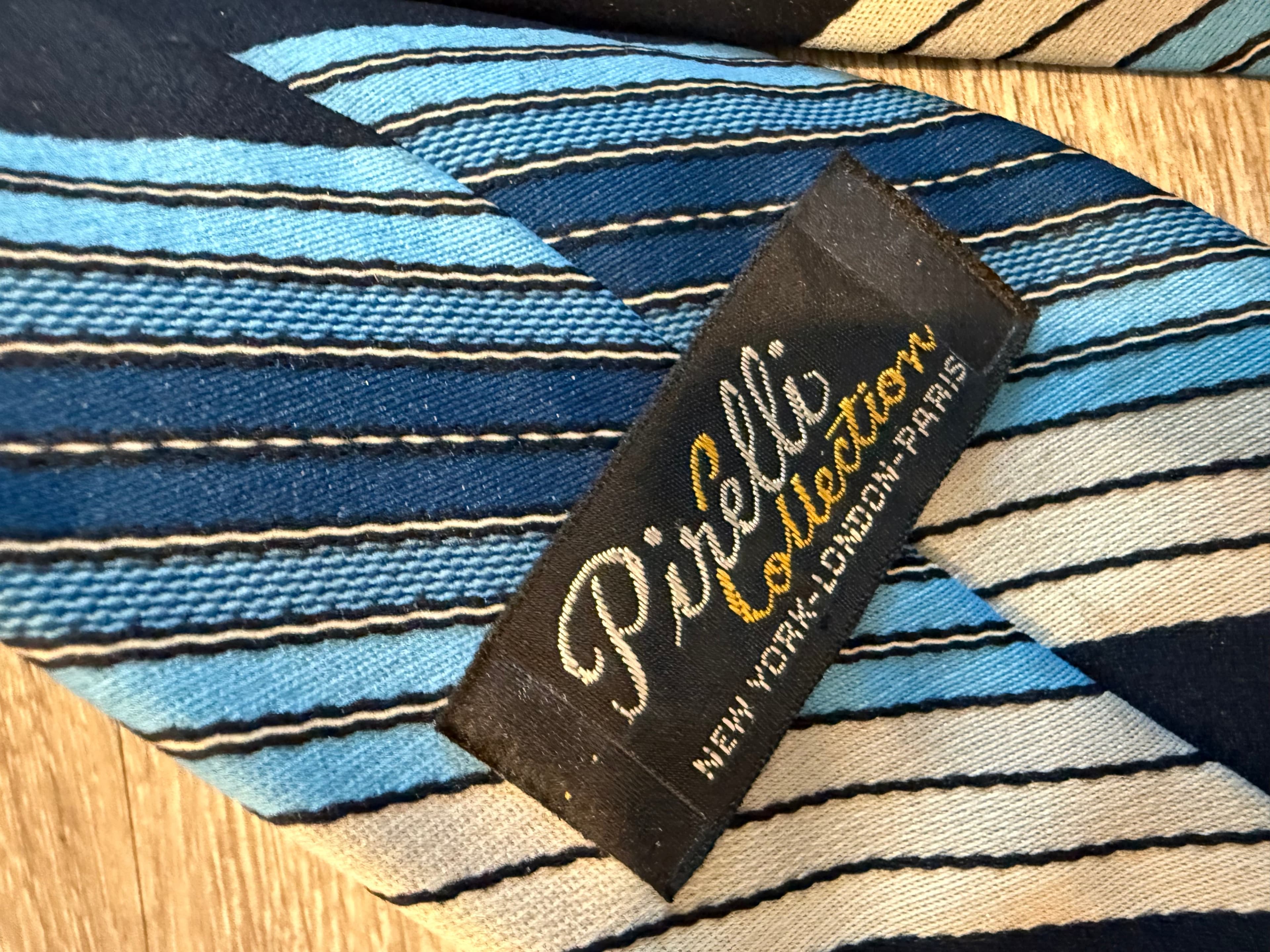 Pirelli Collection Striped Silk Tie Blue - Thumbnail 2
