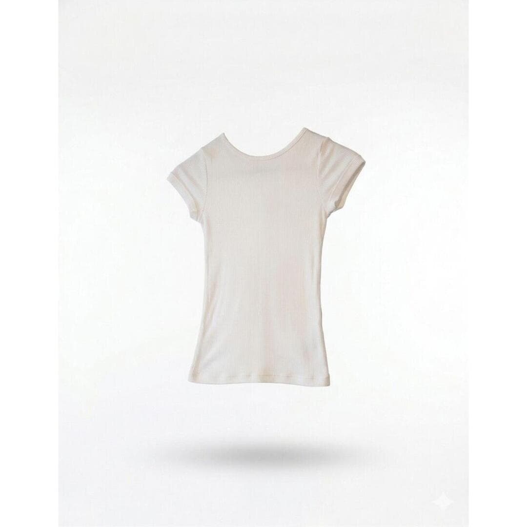 Btween Ribbed Short Sleeve Basic Top Slim Fit Crew Neck