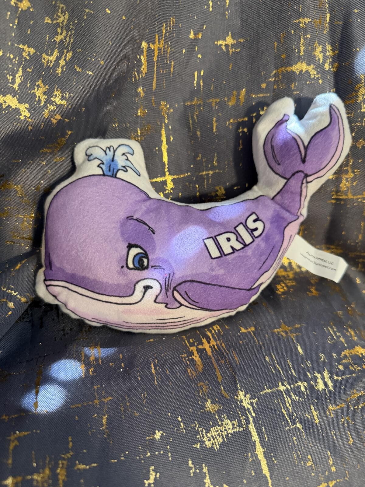 Genuine RARE Krewe of Iris 2025 Purple Whale Plush Pillow