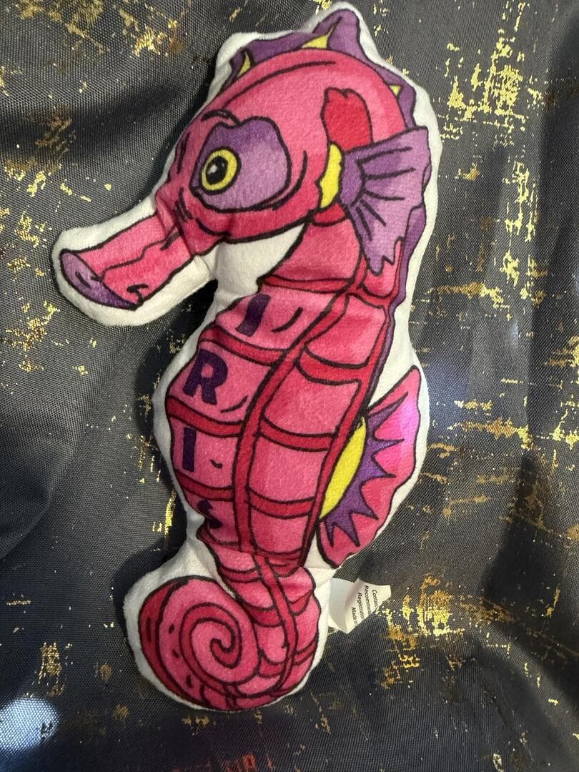 Krewe of Iris 2025 Pink Seahorse Plush Pillow