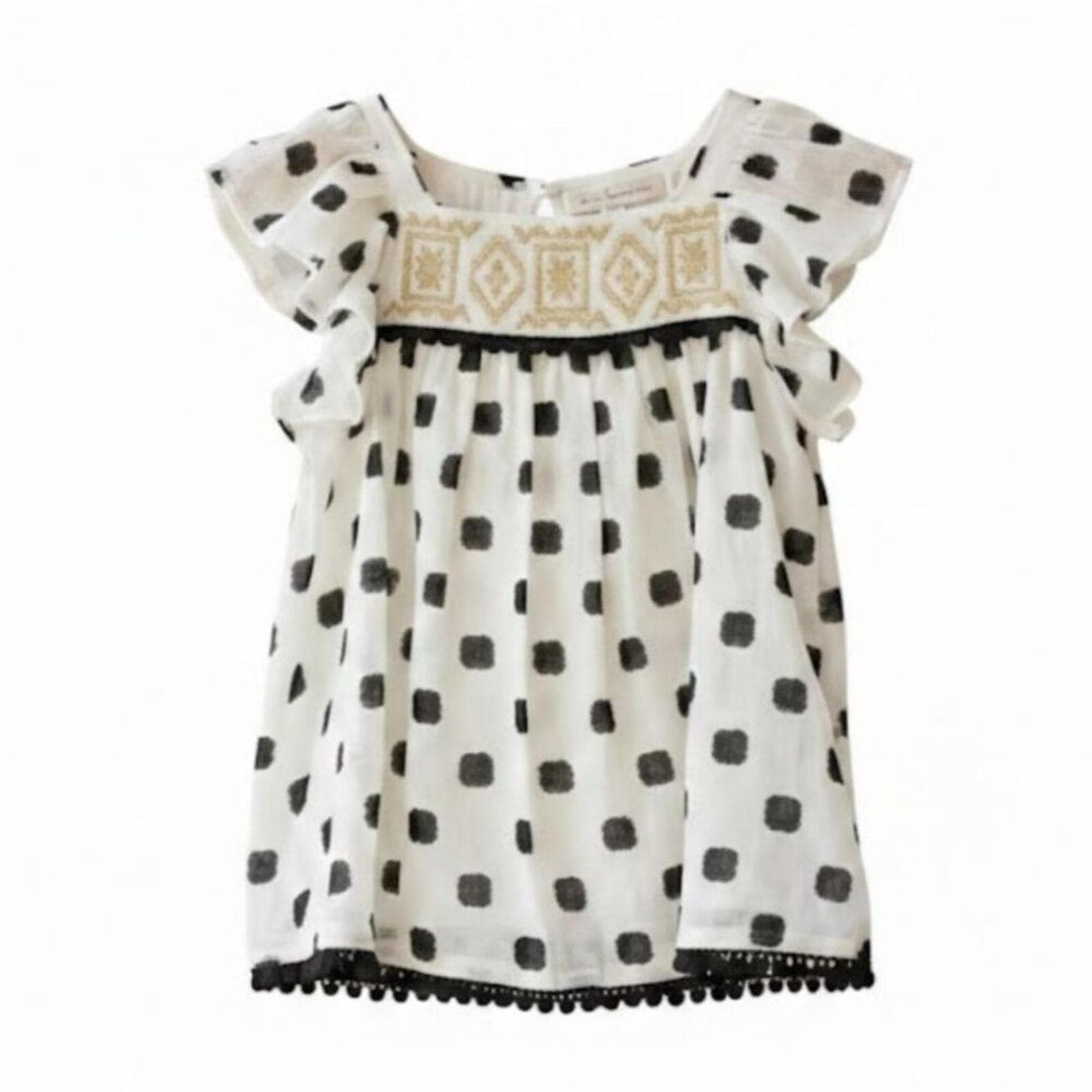 Jessica Simpson Girls Blouse White Black Polka Dot