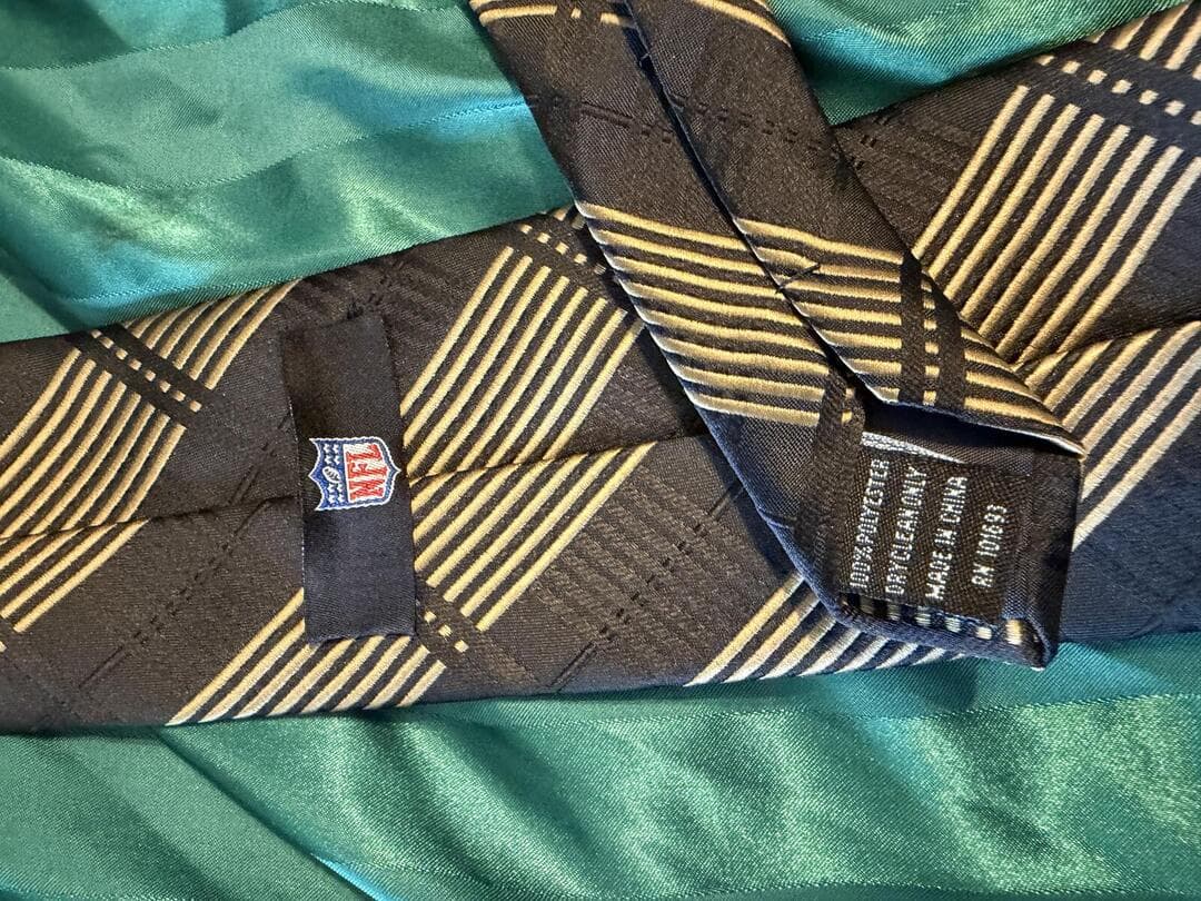 Vintage New Orleans Saints NFL Black Gold Plaid Men Tie