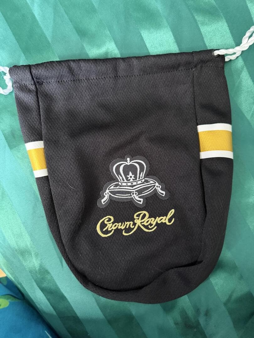 Crown Royal Black Drawstring Bag with Gold Stripes - Thumbnail 2