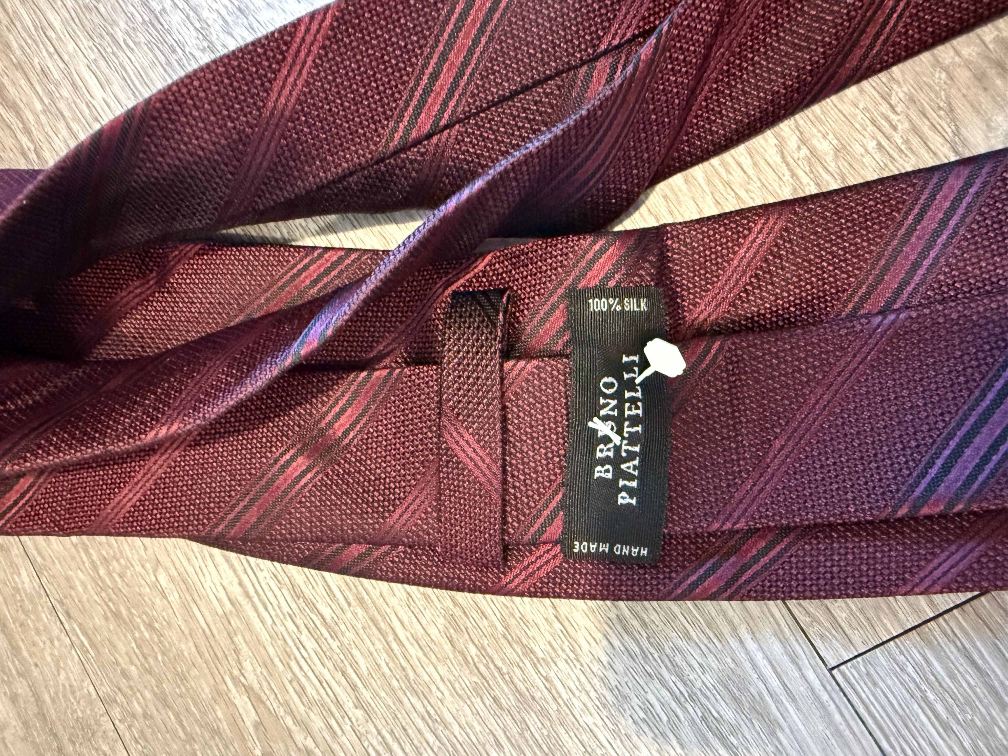 Bruno Piattelli 100% Silk Striped Tie - Thumbnail 2
