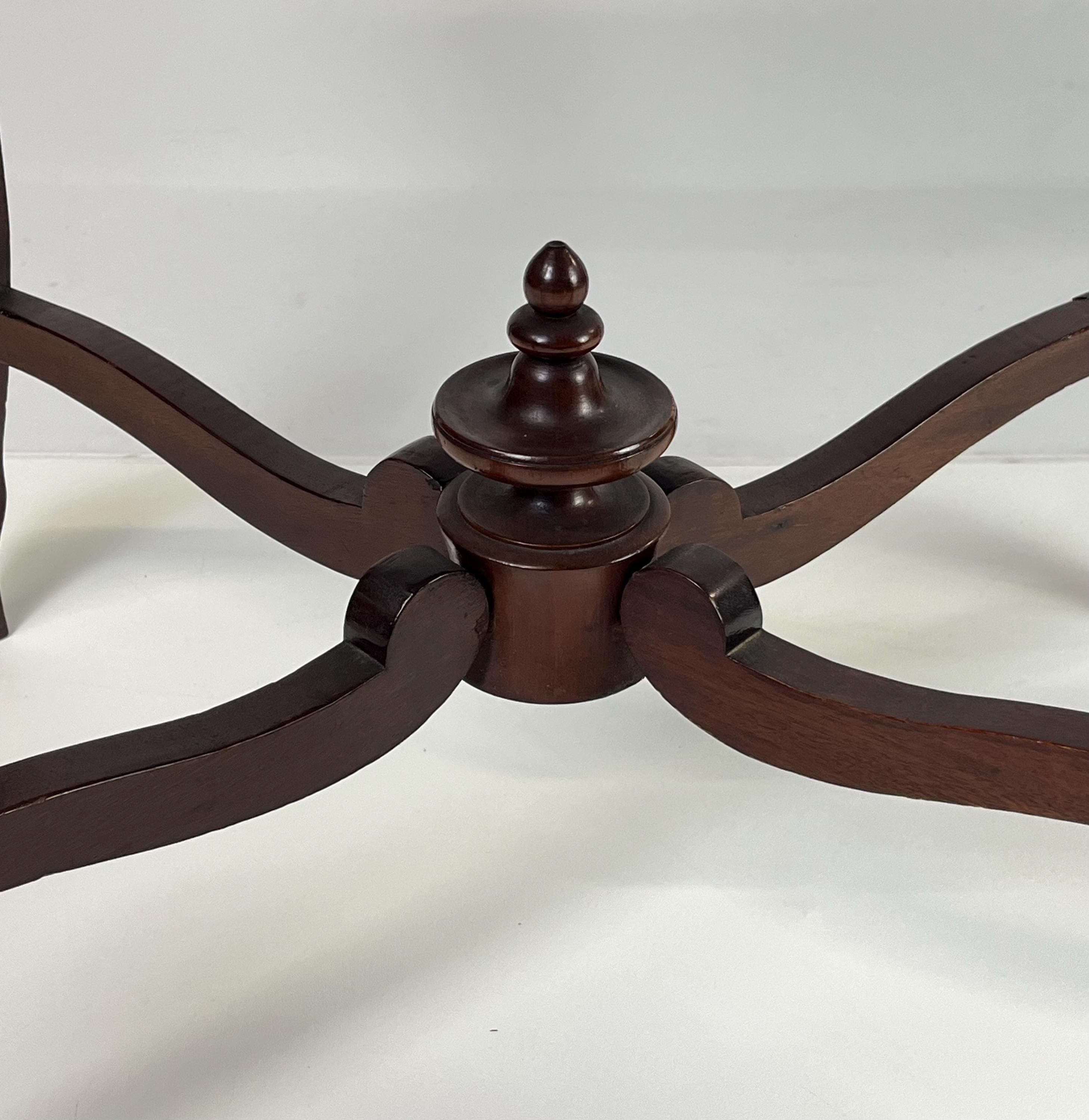 Victorian Rococo Revival Carved Walnut & Marble Top Parlor Table - Thumbnail 4