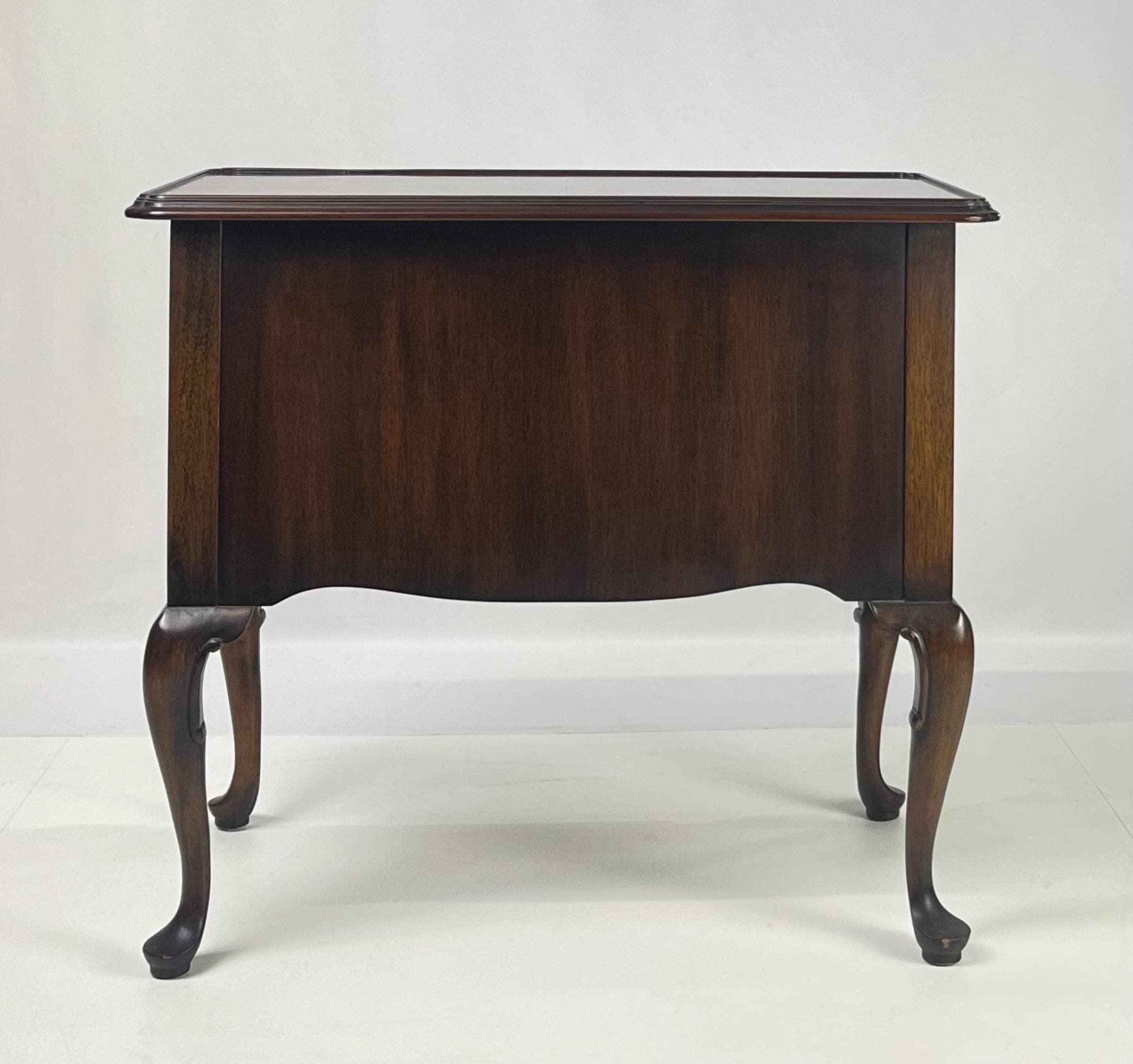 Vintage Hekman Queen Anne Style Walnut Burl Lowboy Dressing Table / Side Accent Chest - Thumbnail 12