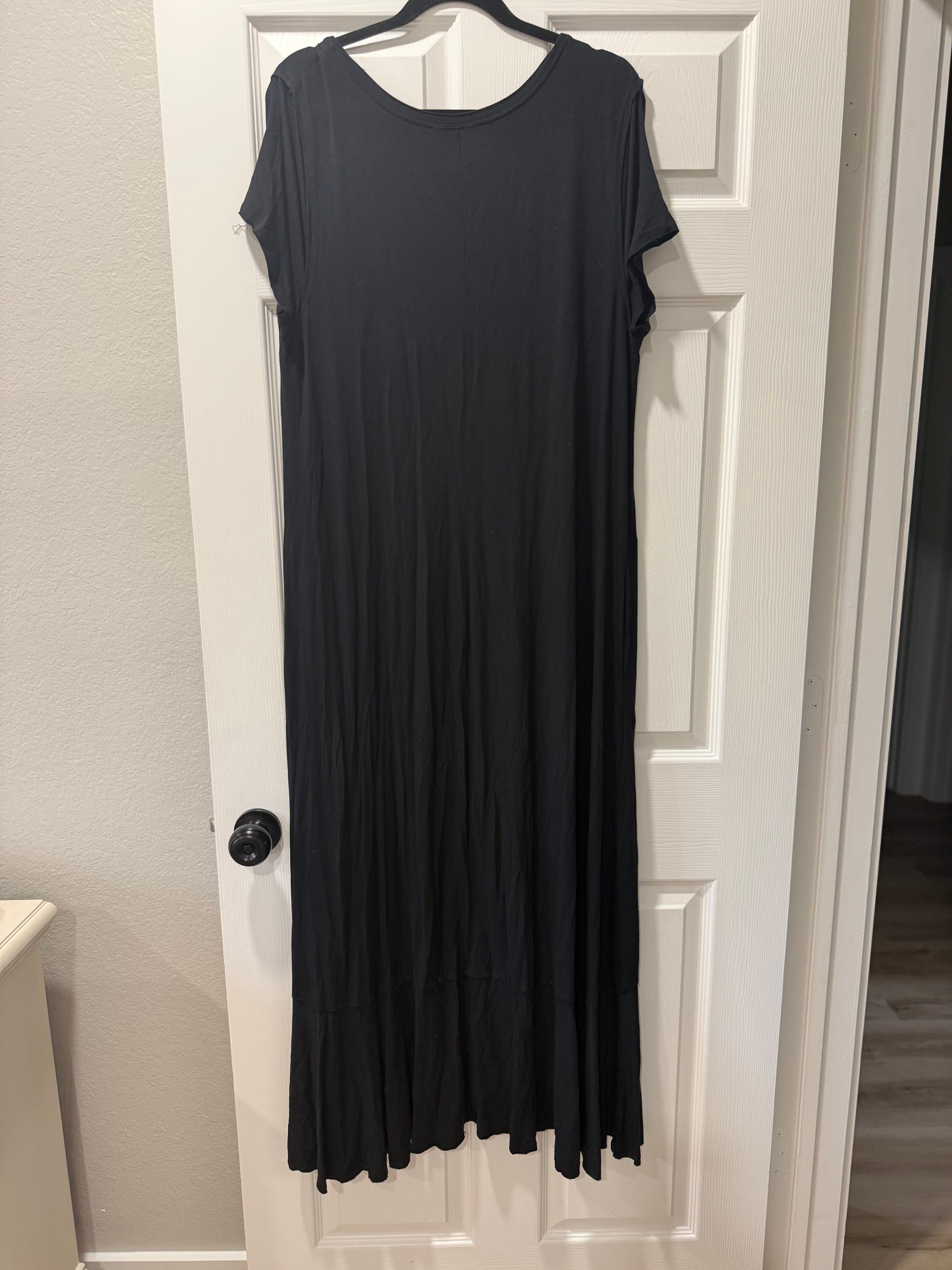Catos Black Short Sleeve Maxi Dress XL - Thumbnail 2