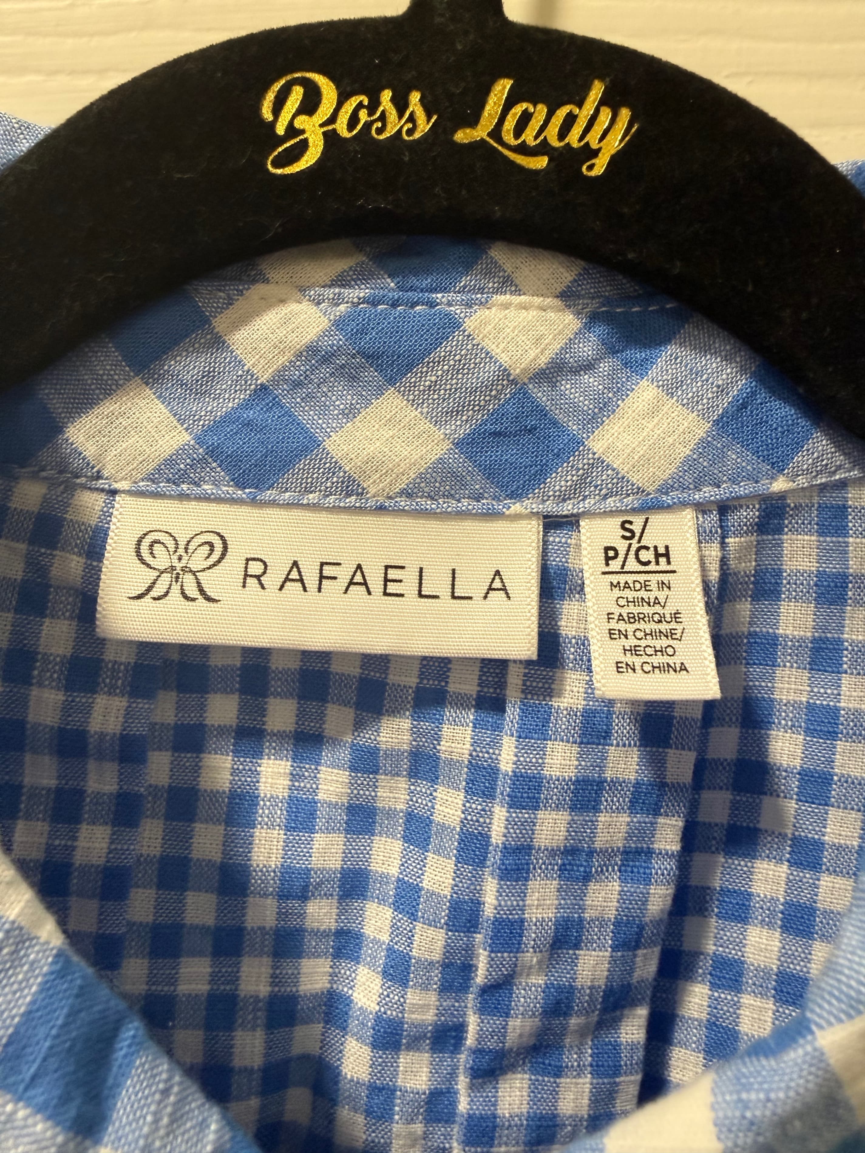 Rafaella Blue Gingham Button-Up Shirt Size S - Thumbnail 3