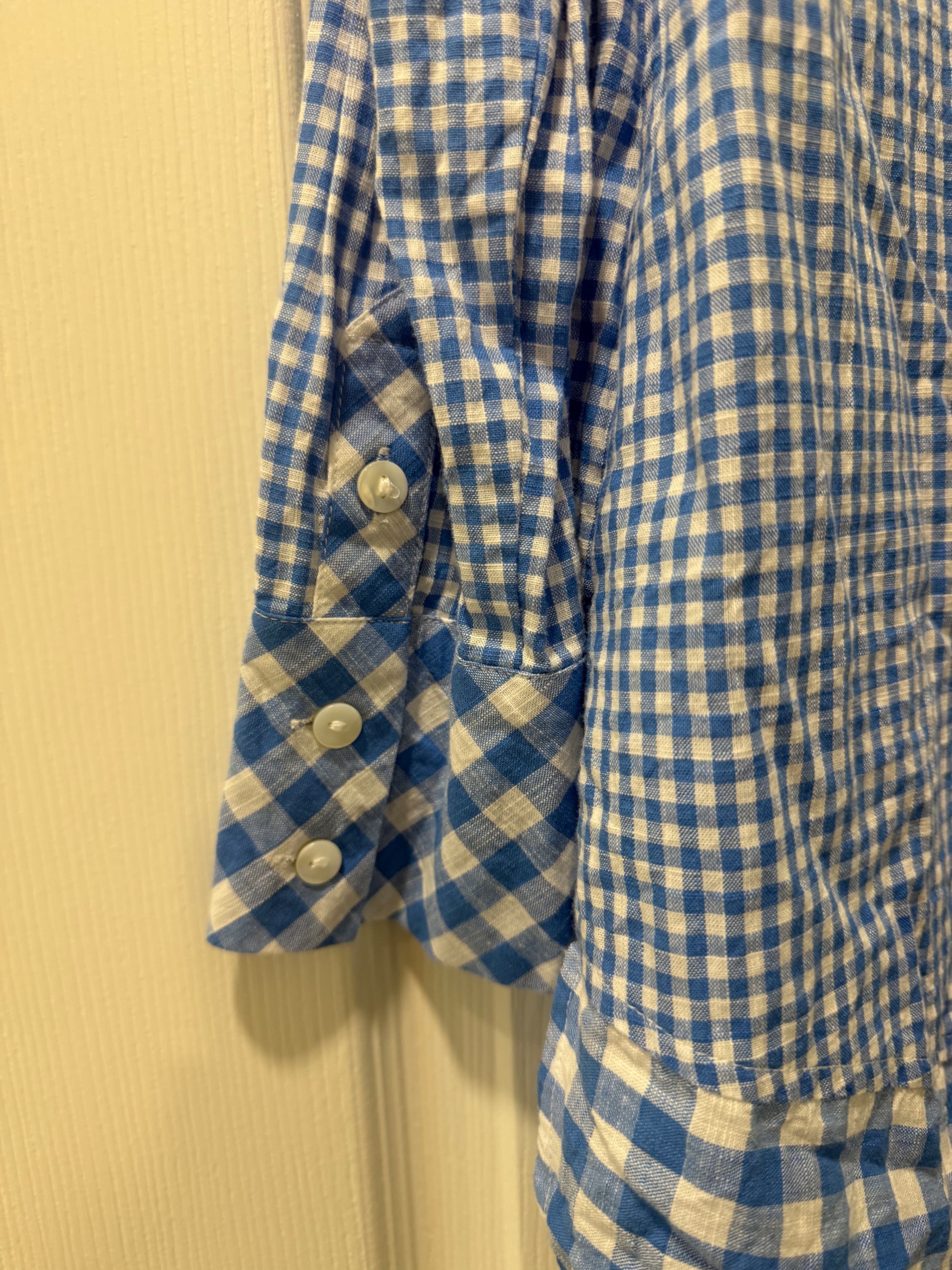Rafaella Blue Gingham Button-Up Shirt Size S - Thumbnail 4