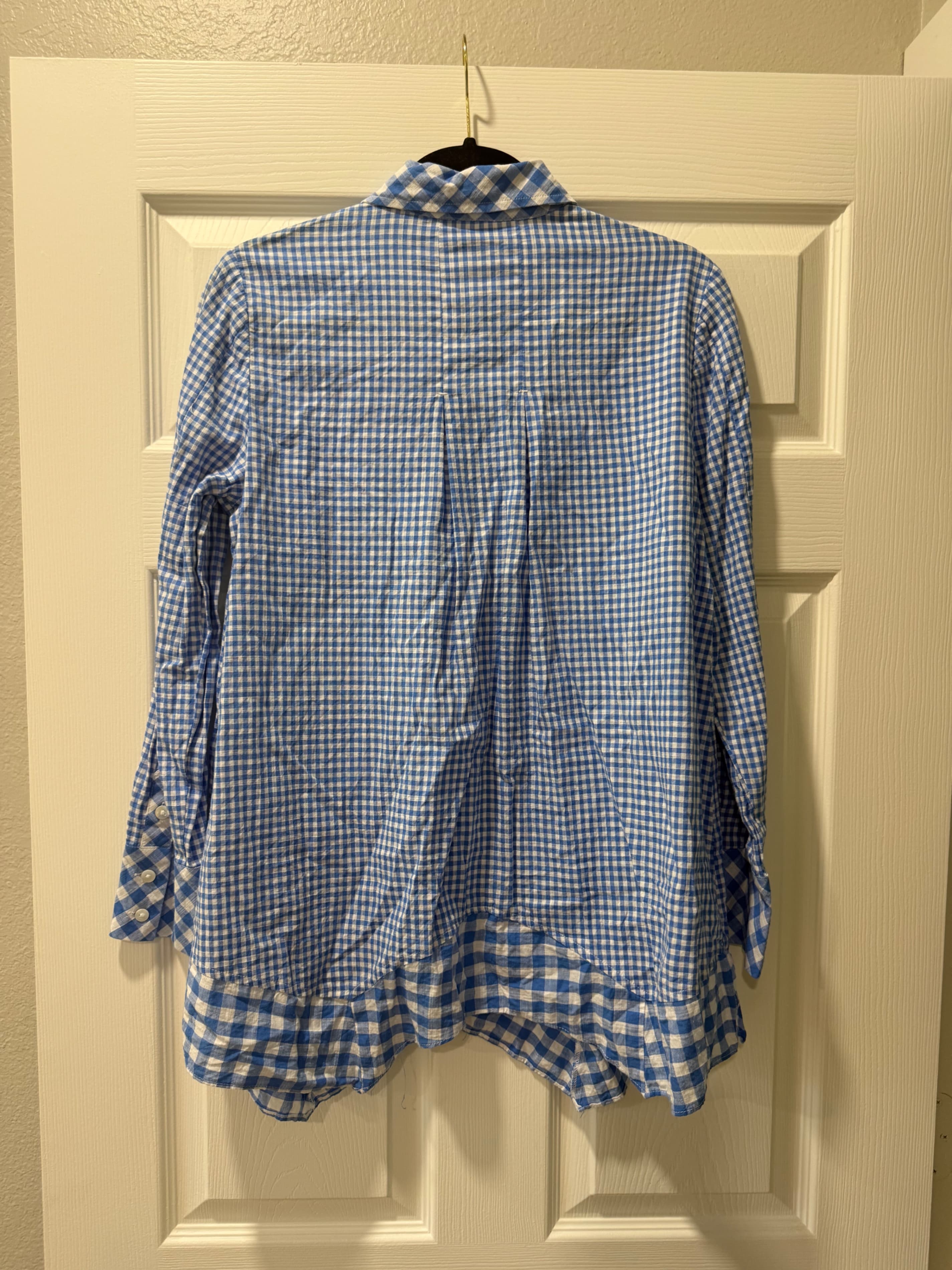Rafaella Blue Gingham Button-Up Shirt Size S - Thumbnail 2