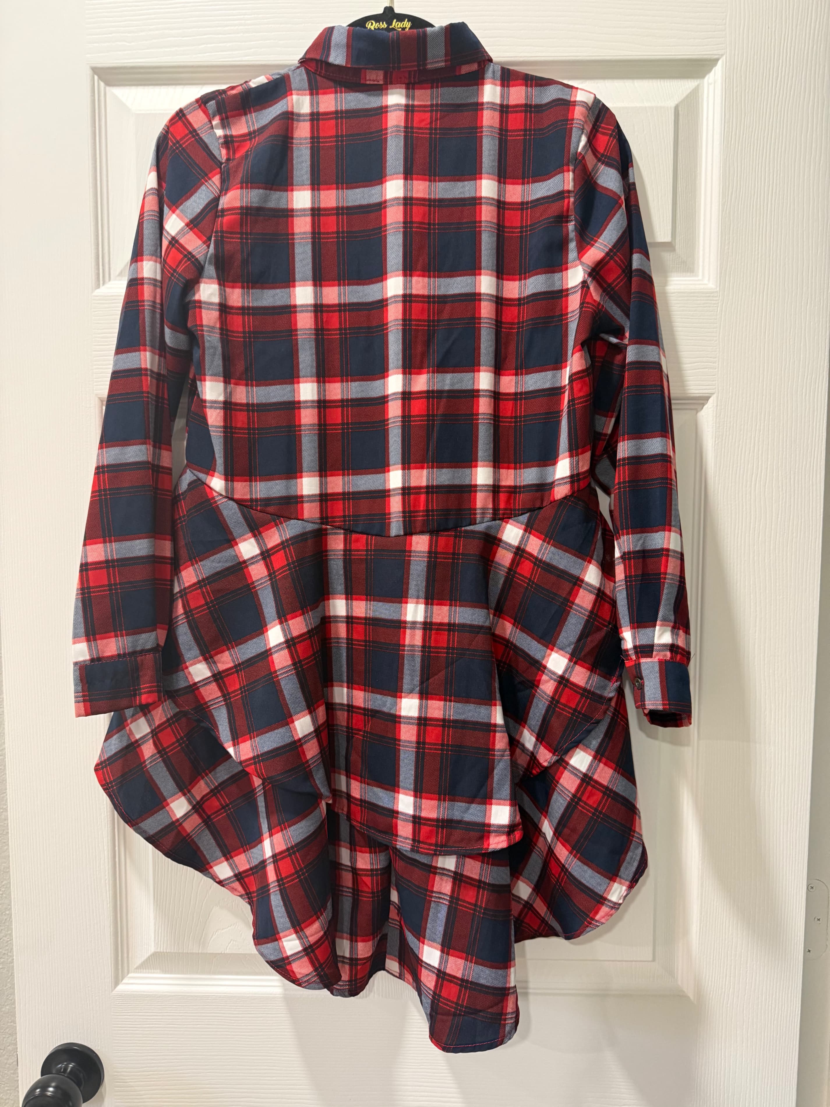 Ups & Downs Red Plaid Ruffle Button-Up Shirt Dress - Thumbnail 3