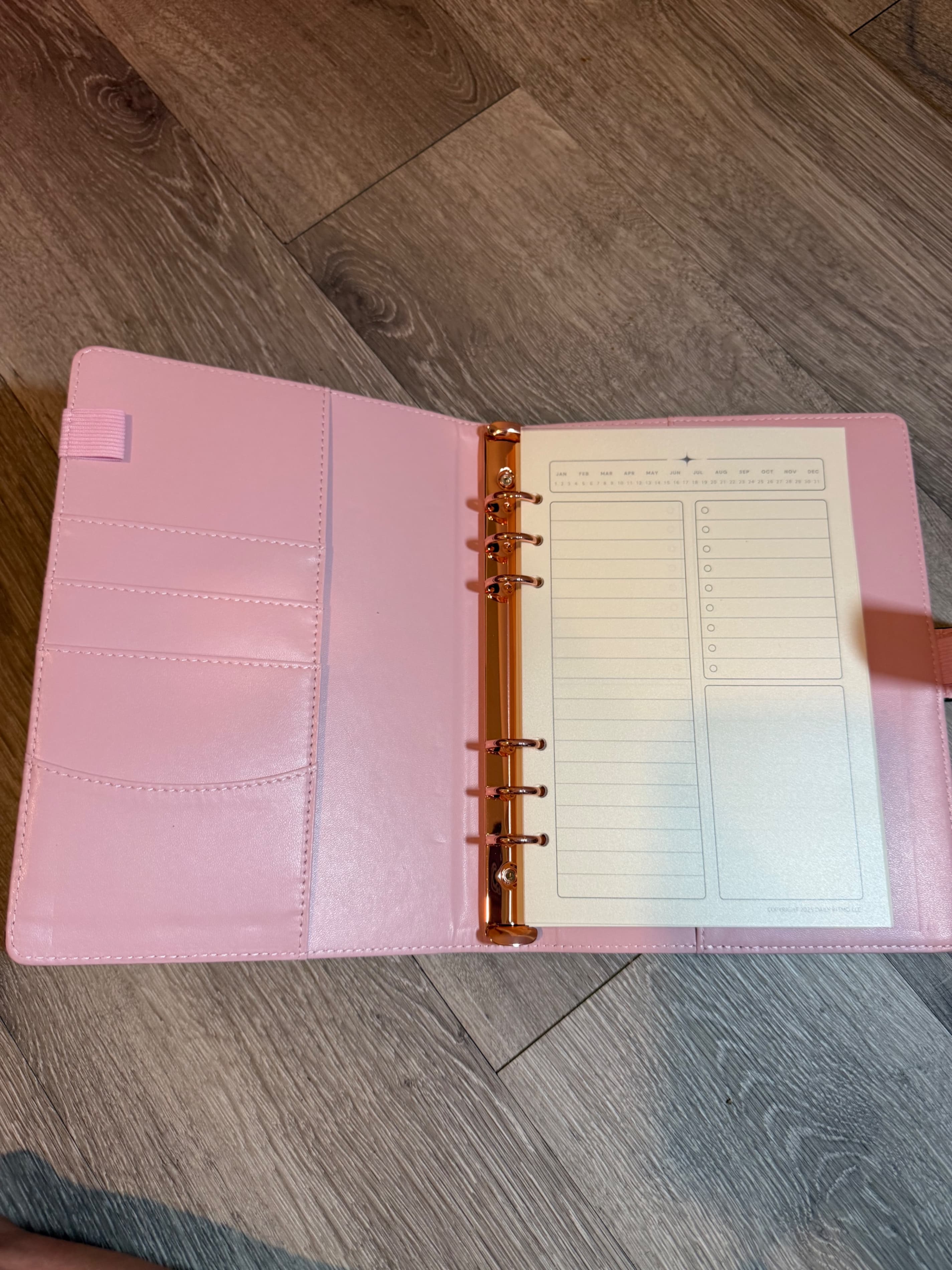 Checkered Leather Planner with Pink Interior - Thumbnail 3