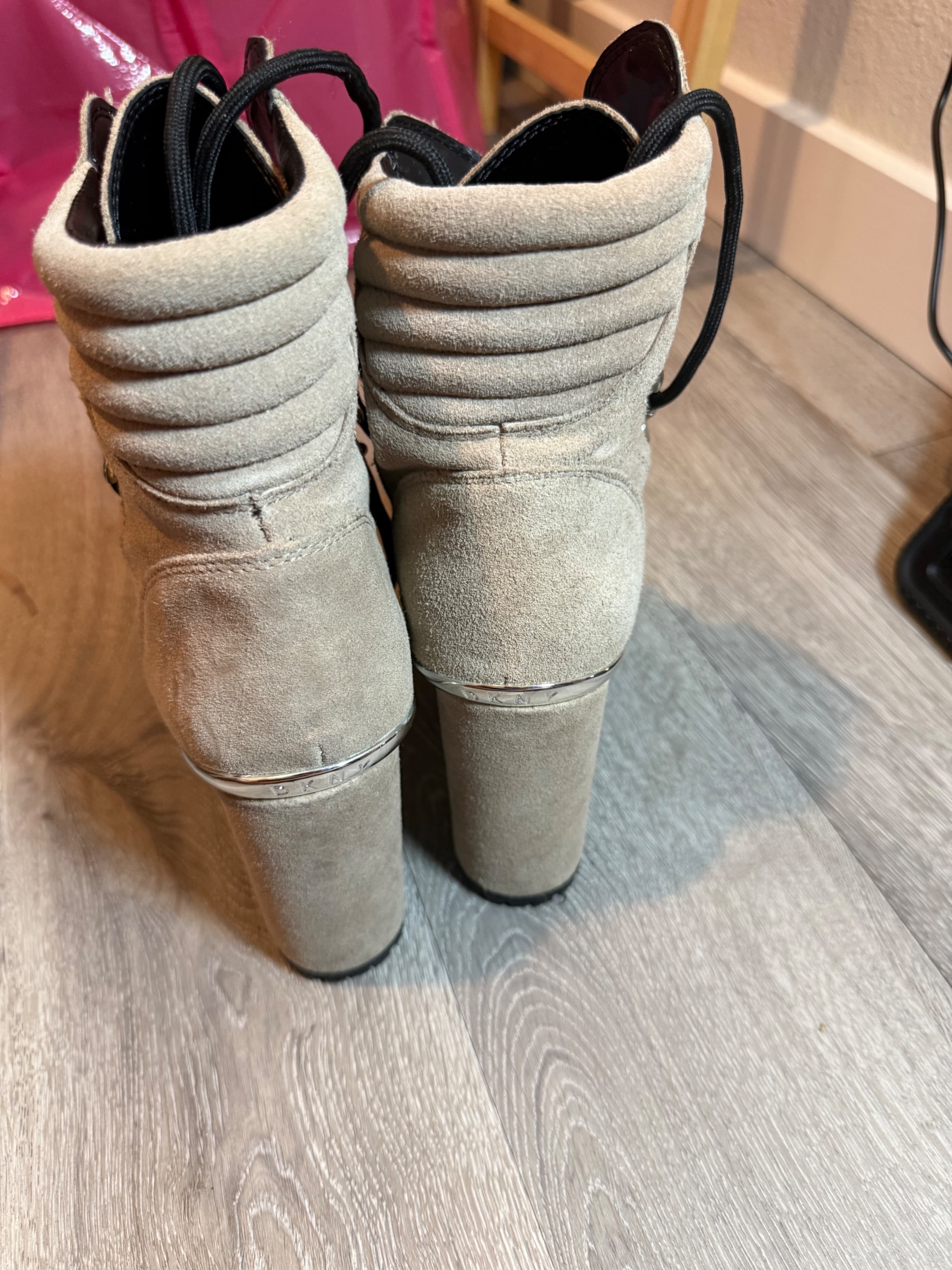 DKNY Suede Lace-Up Heeled Boots - Thumbnail 2