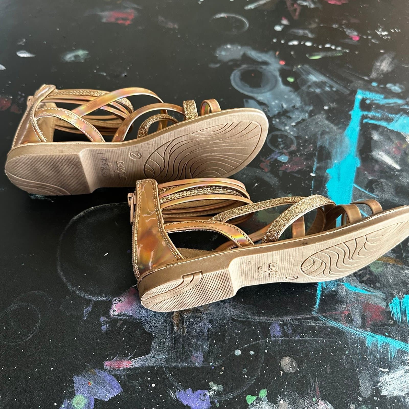 Girls gladiator sandals rose gold sz 2 Cat and Jack - Thumbnail 4