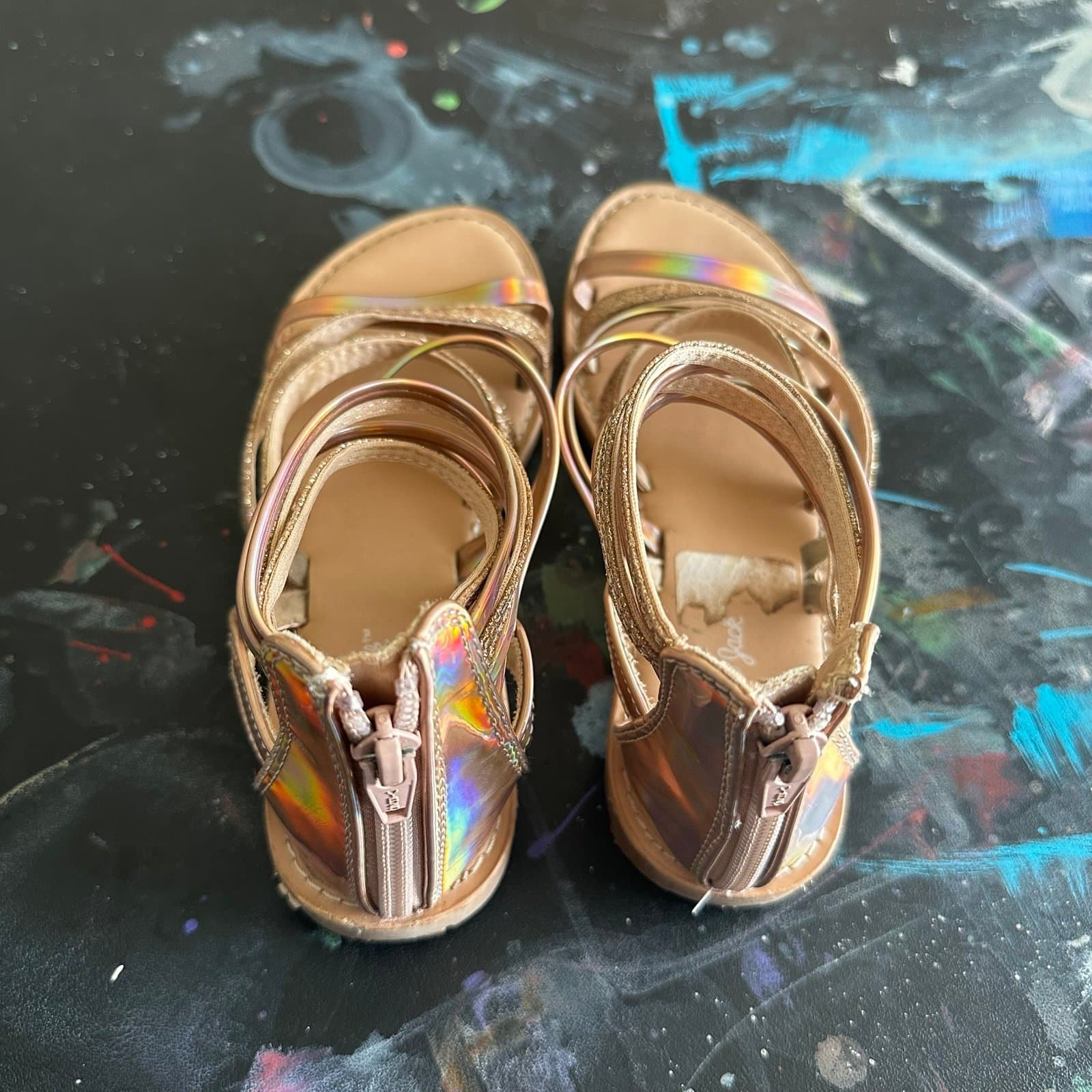 Girls gladiator sandals rose gold sz 2 Cat and Jack - Thumbnail 3