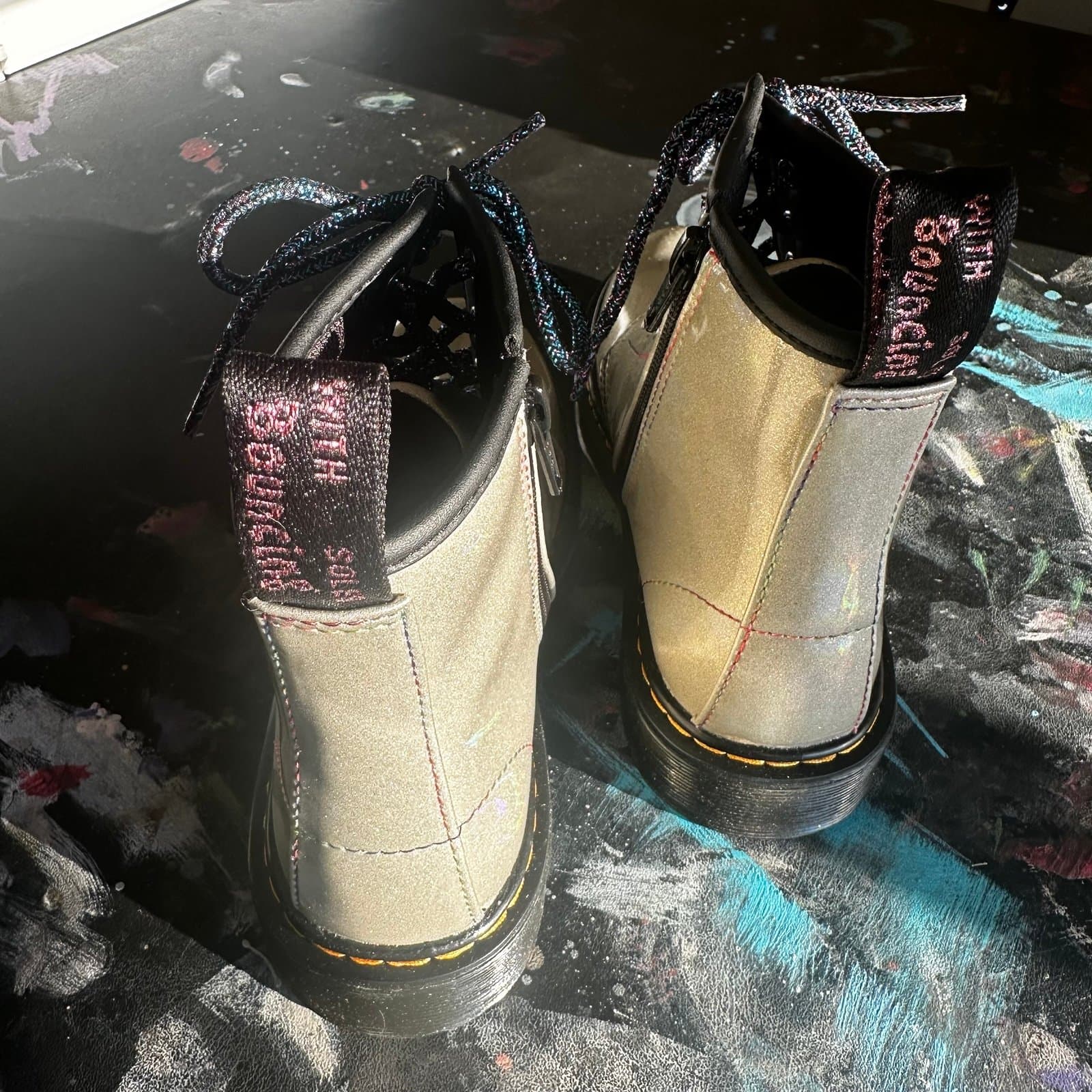 Kids Doc Martens Lightshow glitter boots Sz 4 NIB - Thumbnail 3