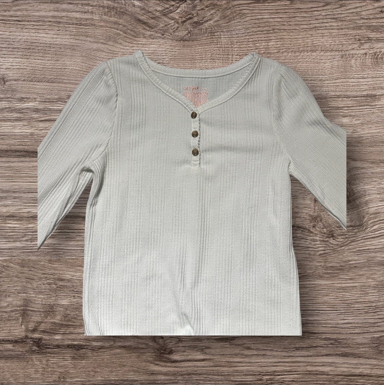 Girls Outfit – Old Navy Pink Skirt + Cat & Jack Cream Long Sleeve Top – Size 6/7 - Thumbnail 7