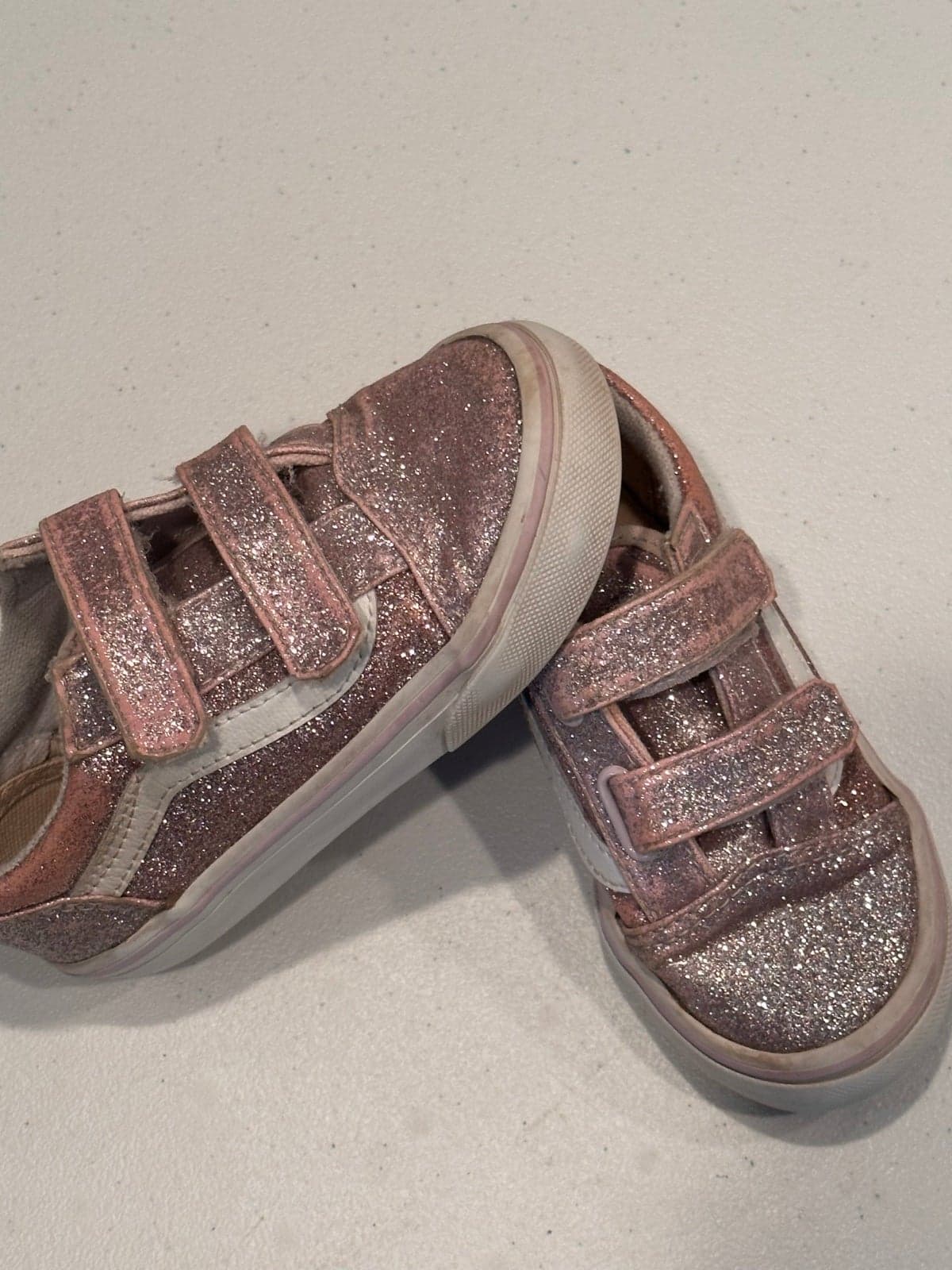 Vans Todder old Skool velcro 9 pink glitter guc - Thumbnail 5