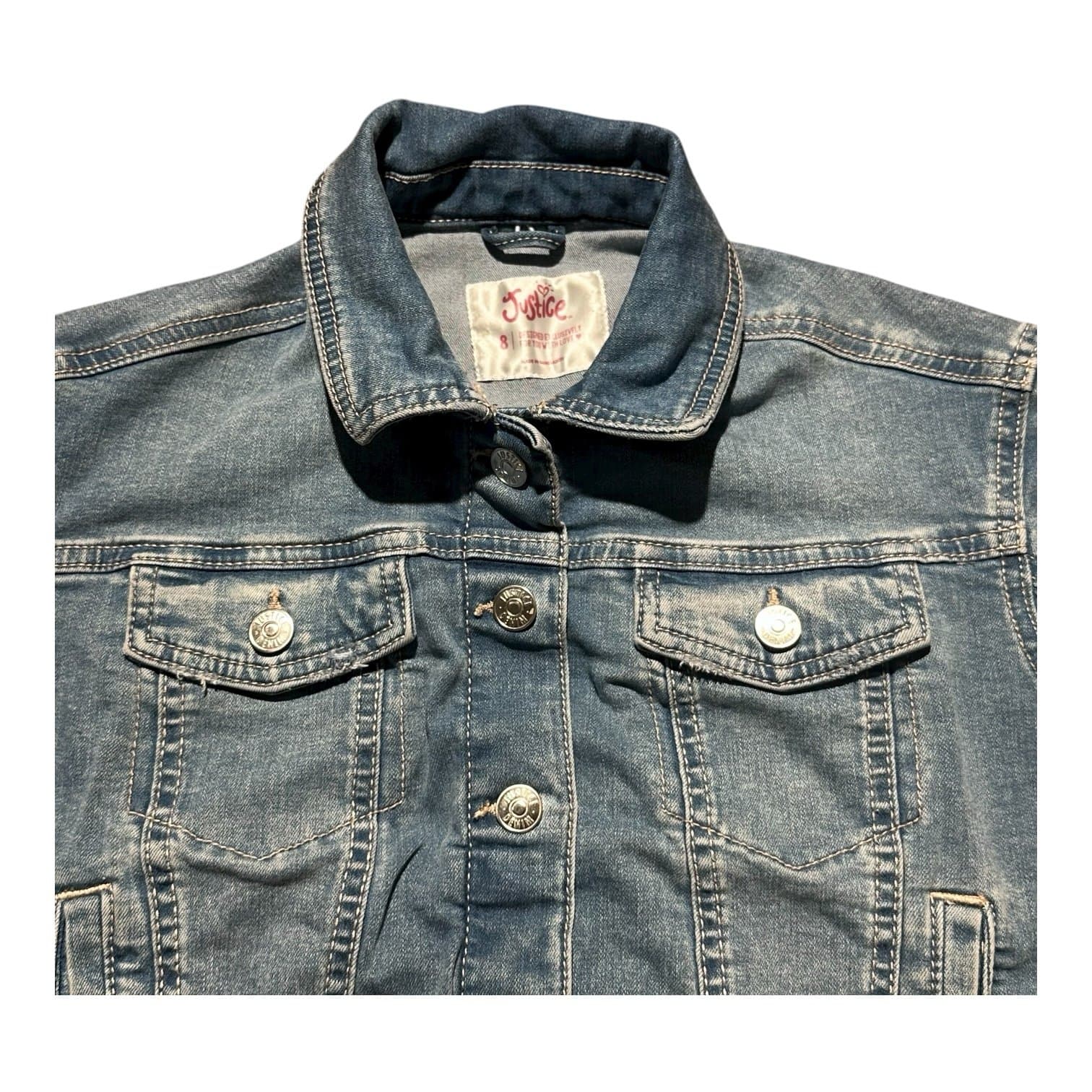 Girls Justice Cropped Denim Jacket – Size 8 - Thumbnail 3